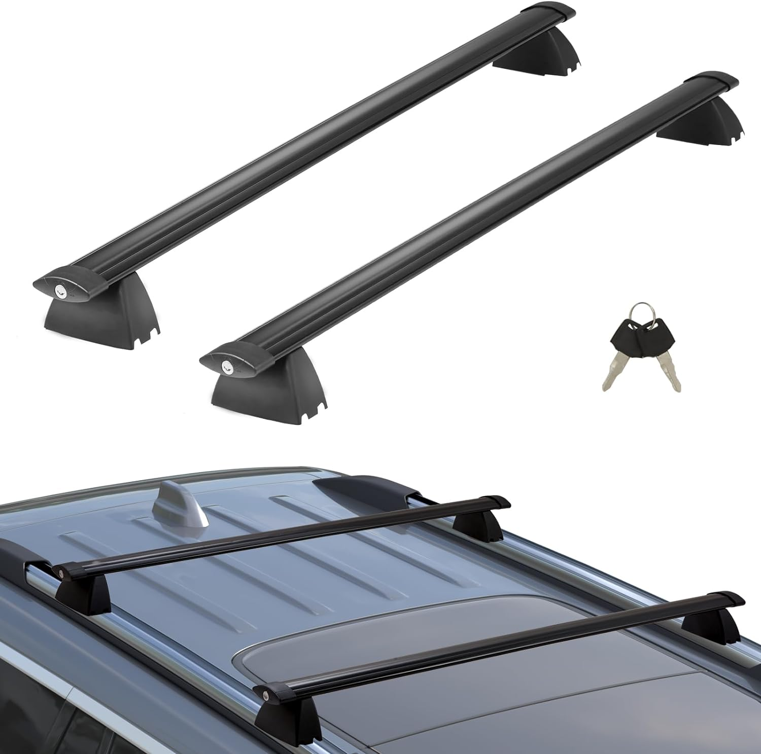 VEVOR Roof Rack Cross Bars, Compatible with 2011-2021 Grand Cherokee with Grooved Side Rails, 200Lbs Load Capacity, Aluminum Crossbars with Locks, for Rooftop Cargo Carrier Bag Luggage Kayak Bike image number 3