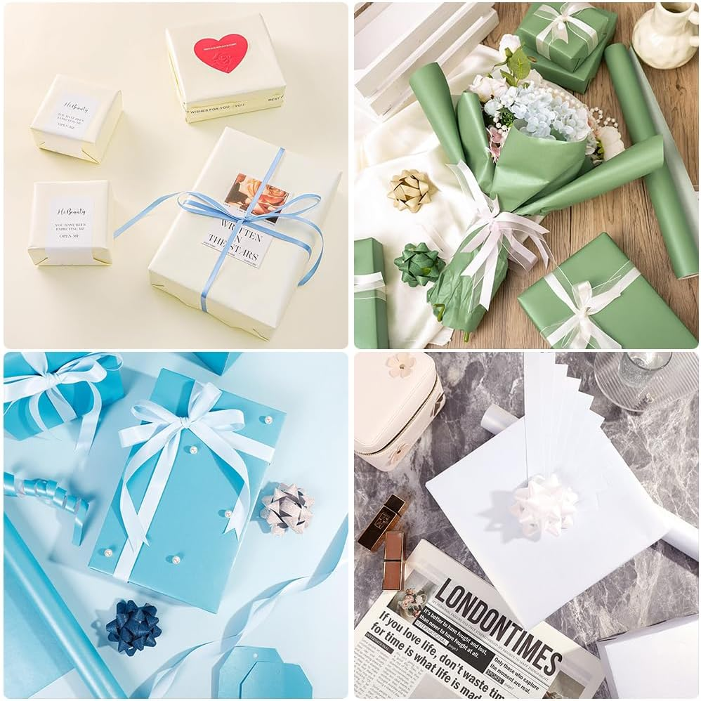 Wrapping Paper Roll with Pearly-Lustre Finish, Wrapping Paper,Elegant Gift Wrap for Weddings, Birthdays, Christmas & Holidays(17" X 32.8 Ft) (Blue) - Blue image number 4