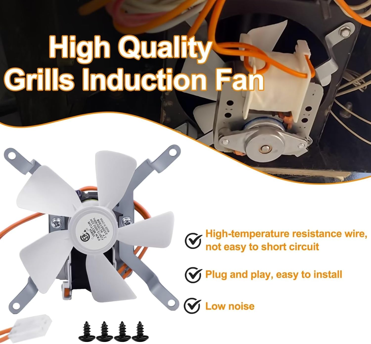 Upgraded Grill Induction Fan Replacement Part for Pit Boss, Traeger, Camp Chef Wood Pellet Grills, Sam'S Club, Z Grills Pellet Grills, AC120V 60Hz Grill Combustion Fan Kit Replacement Parts image number 6