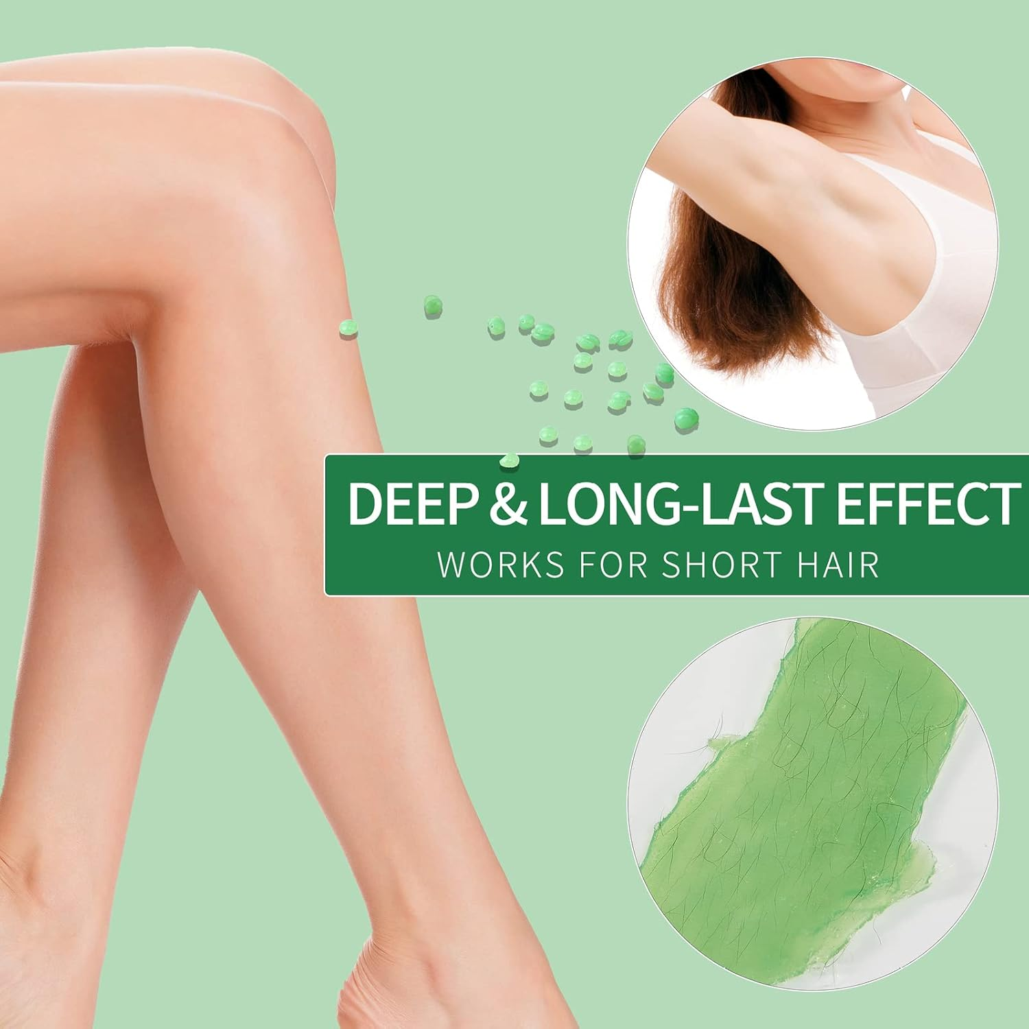 2.2Lb/1000G Wax Beads, Hard Wax Beads, Hard Wax Kit for Legs, Underarm, Face, Eyebrow, Bikini, and Brazilian Hair Remover, Women and Men Hair Removal Wax Beans for Wax Warmers Include 50 Waxing Sticks image number 3