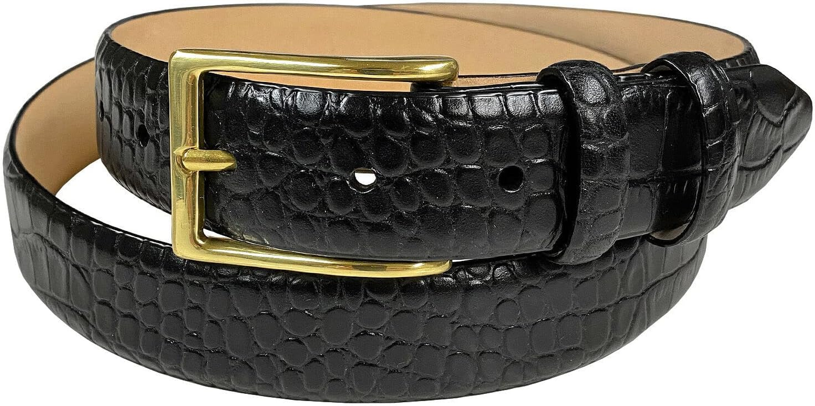 Adam Gold Men'S Genuine Italian Calfskin Leather Dress Belt 1-1/8"(30Mm) Wide Polished Buckle