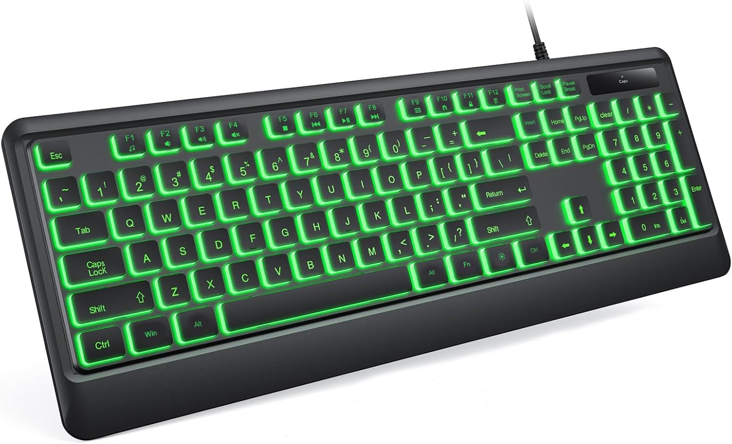 BERGUF Quiet Keyboard - 7 Interchangeable Backlight Colors, Light up USB Wired Computer Keyboards, USB Plug-And-Play, Foldable Stands, Corded Full Size Keyboard for Windows, PC, Laptop (Medium) image number 3