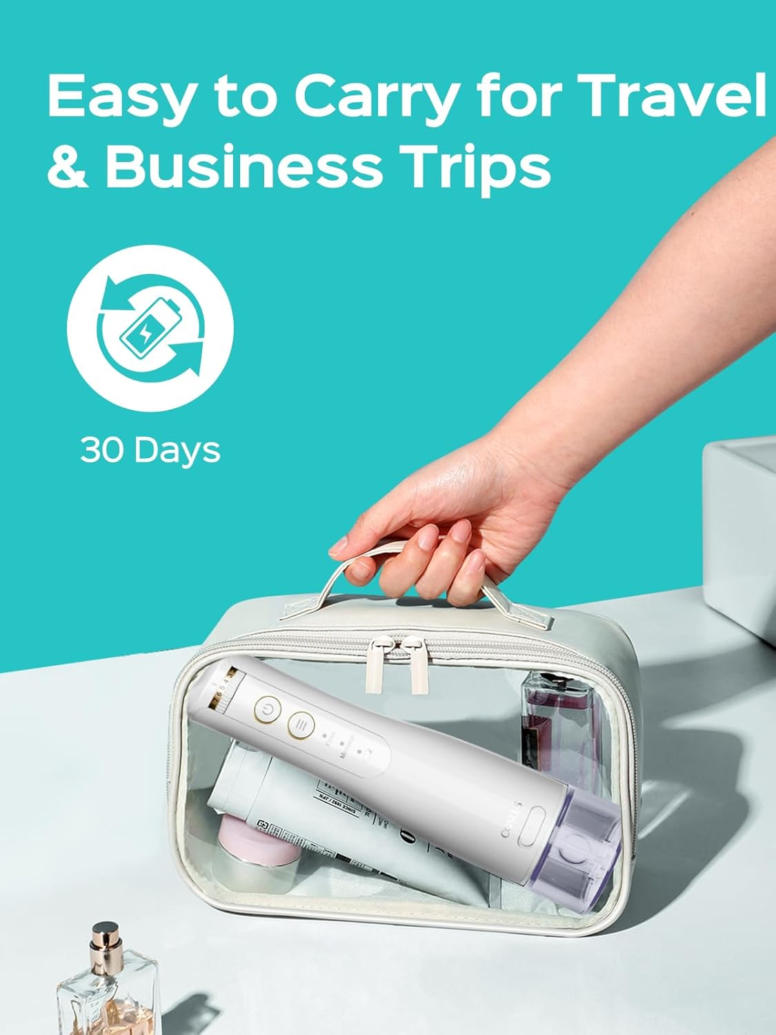 COSLUS Cordless Water Flosser for Teeth: 10 Pressure Settings Water Dental Pick for Orthodontic, Braces, Sensitive Gums, 5 Tips for Multiple Users, Rechargeable for Travel, Bpa-Free, White, E40(WFP14) image number 2