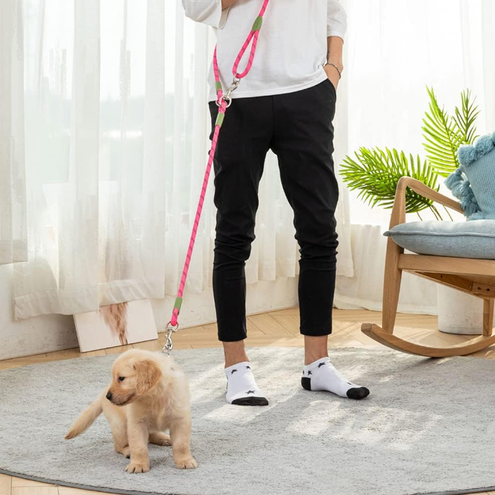 Hands Free Dog Leash Waist & Crossbody Rope with Slip Lead Durable for 2 Dogs Nylon Reflective Heavy Duty Hiking Bungee Leash for Small Large Dogs (Black) - Multicolor image number 7