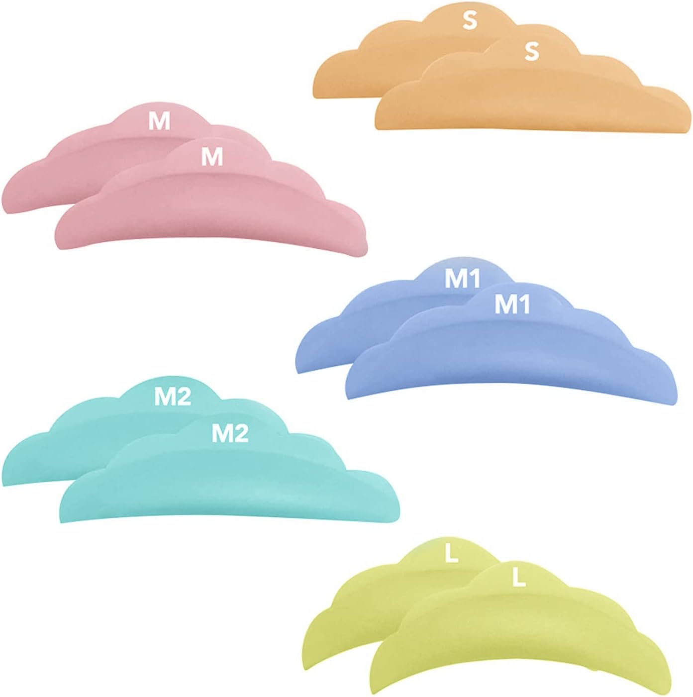 Liber Beauty Lash Lift Pads,Diy Eyelash Lift Pads,Eyealsh Perm Rods,Lash Lifting at Home 10 Pcs Eyelash Curler Pads 5 Size SMM1M2L Reusable Soft Silicone Shields (Colorful-Lift Pads(5Pair))