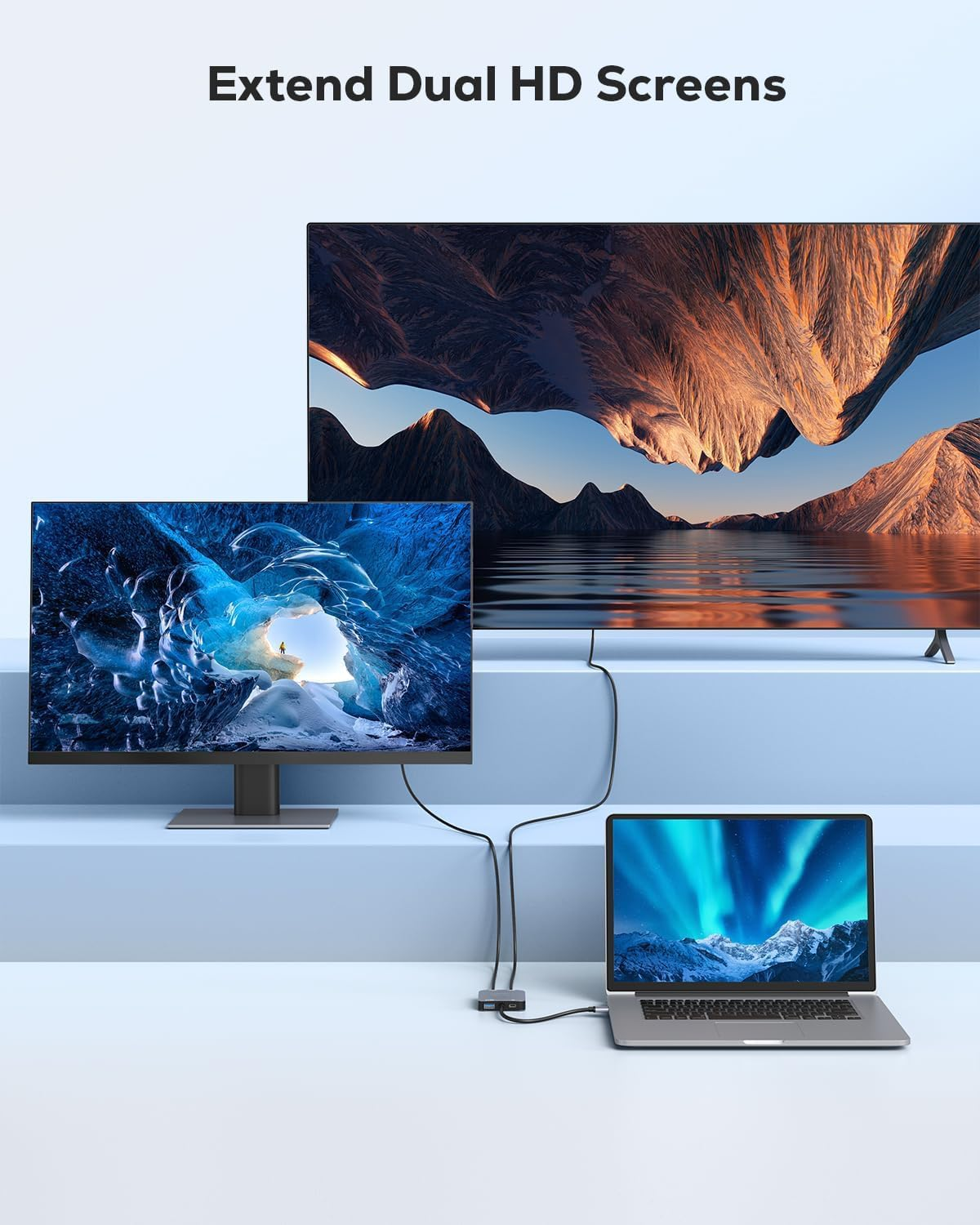 GANA USB 3.0 to Dual HDMI Adapter with USB 3.0 Port, HDMI to USB Audio Video Graphics Converter Cable for Laptop Monitor Desktop TV, Compatible with Mac OS, Windows image number 6