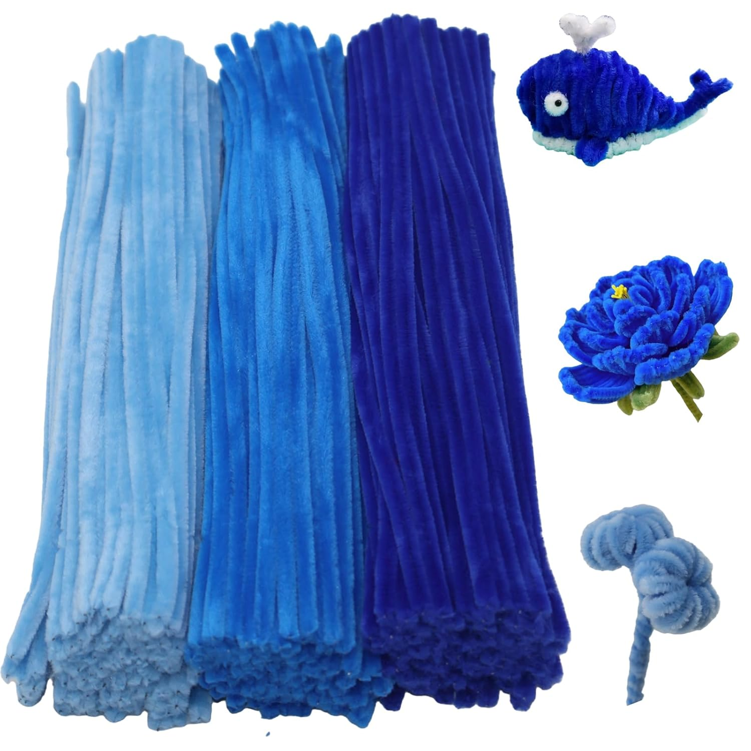 300 Pieces Shades of Yellow Pipe Cleaner Craft Set 3 Assorted Colors,Thick Fuzzy Chenille Stem Pipe Cleaners for DIY Craft Flower Projects Holiday Decorations