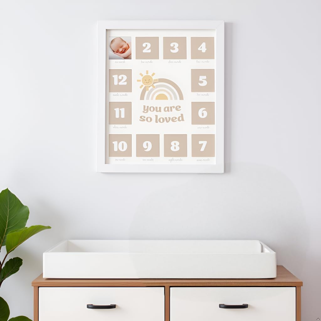Kate & Milo My First Year Photo Frame, Baby Milestone Picture Frame, Newborn Keepsake Nursery D&eacute;cor, Baby Girl and Baby Boy Gift, You Are so Loved, White - Little Star Babyprints Collage Frame image number 4