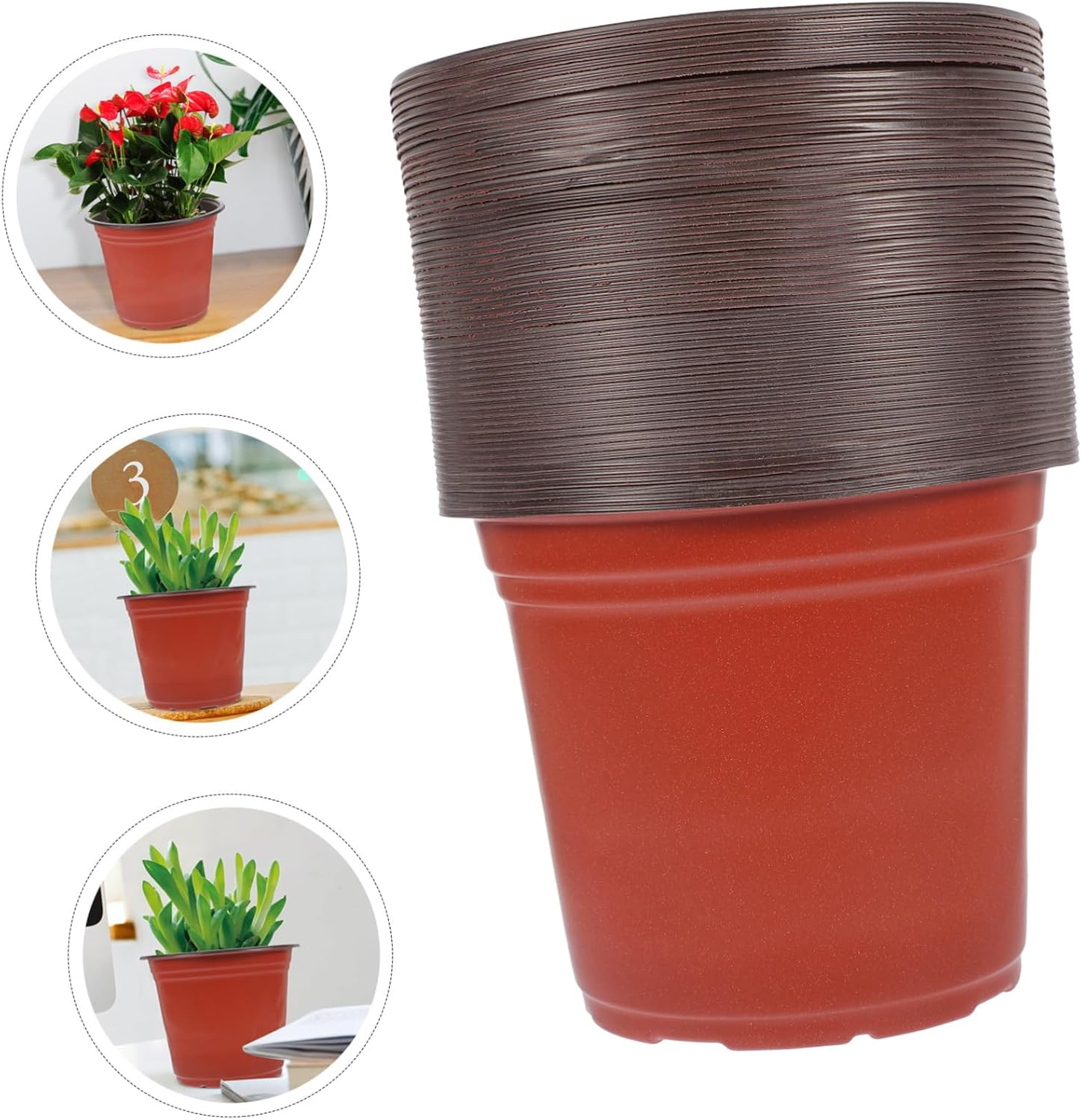 50Pcs Pots Lightweight Reusable Nursery Containers with Drainage Holes for Plants and Greenery for Use image number 6