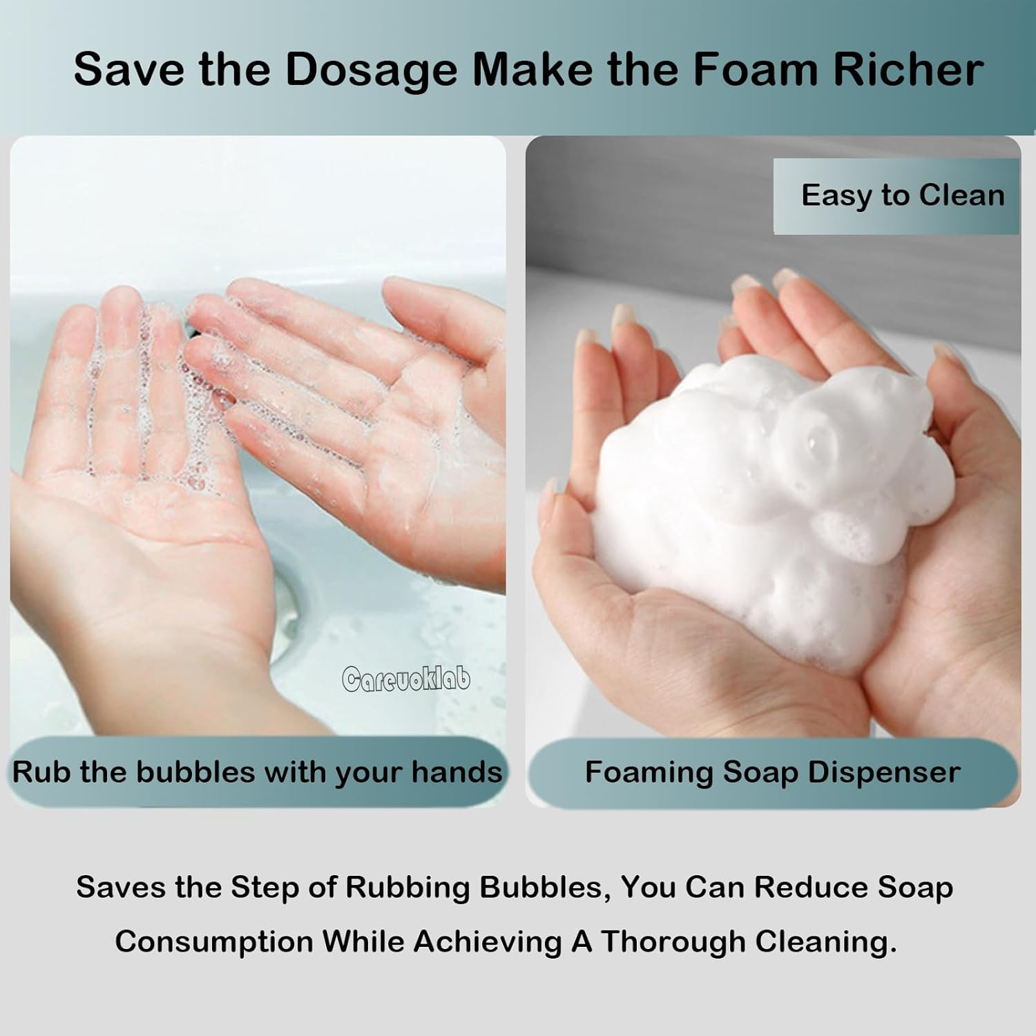 Careuoklab Foaming Soap Dispenser, 3 Pack 450Ml (15Oz) Refillable Pump Bottle for Liquid Soap, Body Wash, Shampoo image number 1