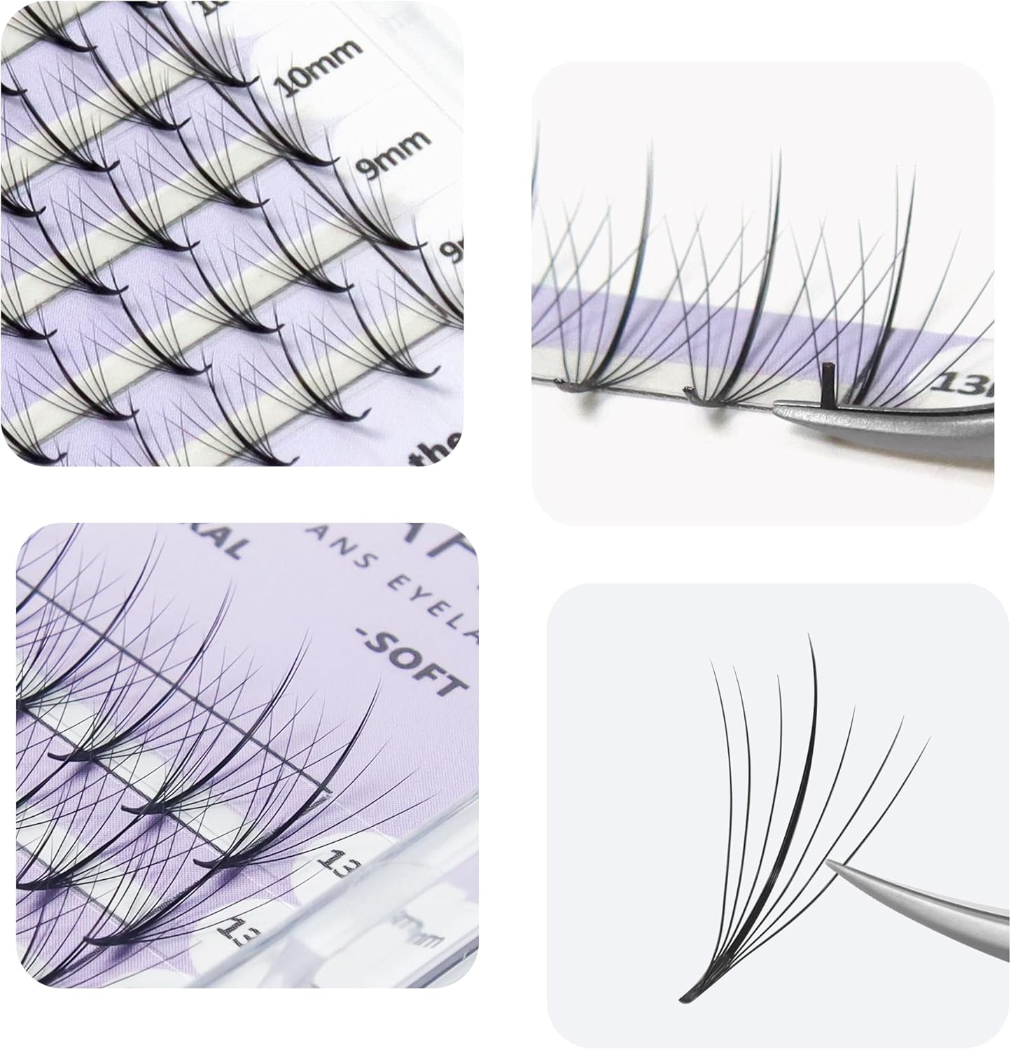 ANNAFRIS Premade Fans Eyelash Extensions Thickness 9-13Mm Mix Short Stem Pointy Base Premade Volume Lash Extensions C Curl(San,C,9-13Mm) - 10D-0.05-C image number 7