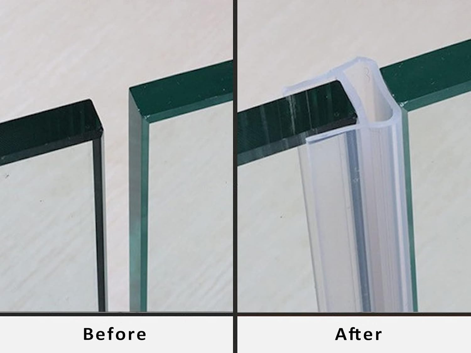 Shower Door Seal Strip, 78.7" Soft Frameless Glass Shower Door Sweep Side Seal to Stop Shower Leaks U Type,Fit for 10Mm (3/8&rdquo;) Glass Door Translucent image number 2