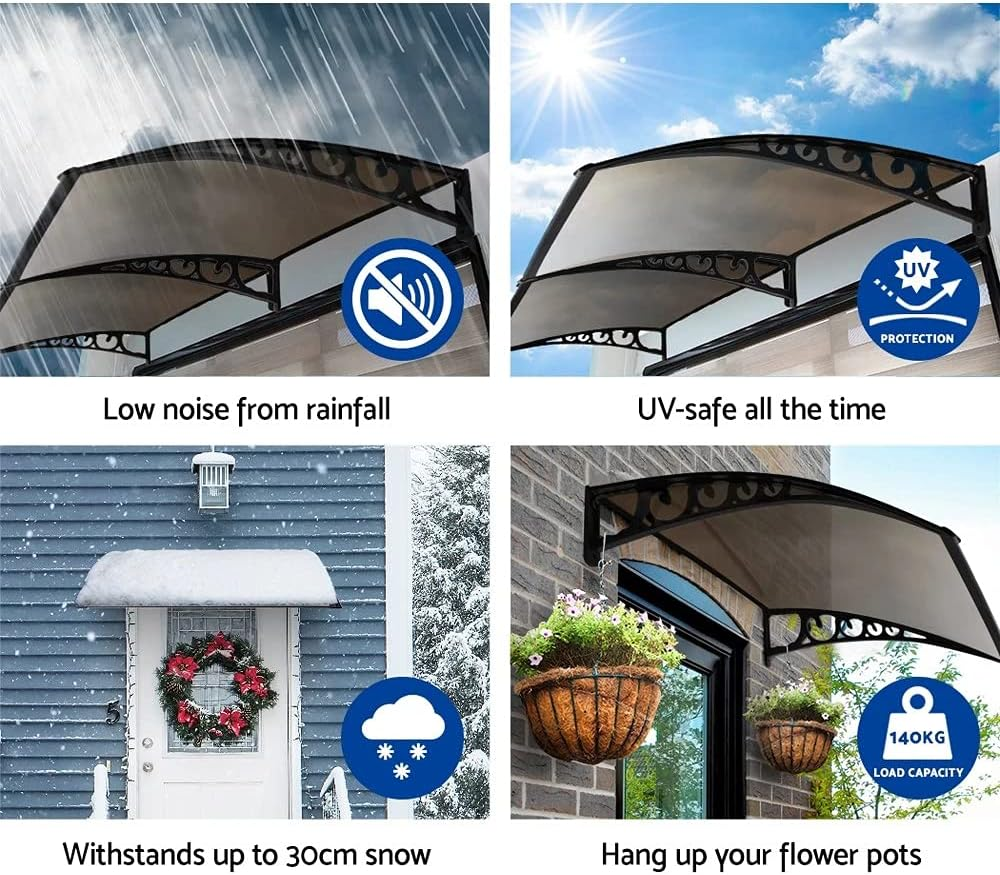 Instahut DIY Window Door Awning Brown 1 X 1M image number 5