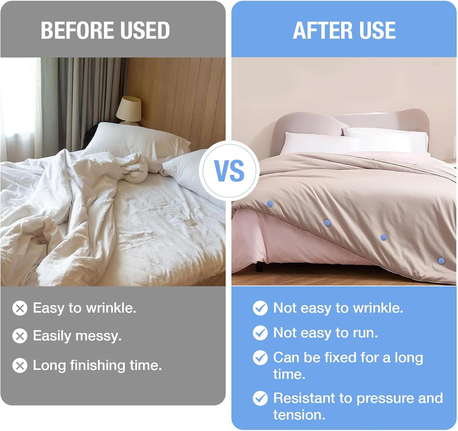 28-Pack Premium Duvet Clips | Heavy Duty Quilt Cover Fasteners | One-Button Lock/Unlock Design | Non-Slip Metal Duvet Pins for Bedding, Cushions & Curtains (Blue) - Blue image number 2