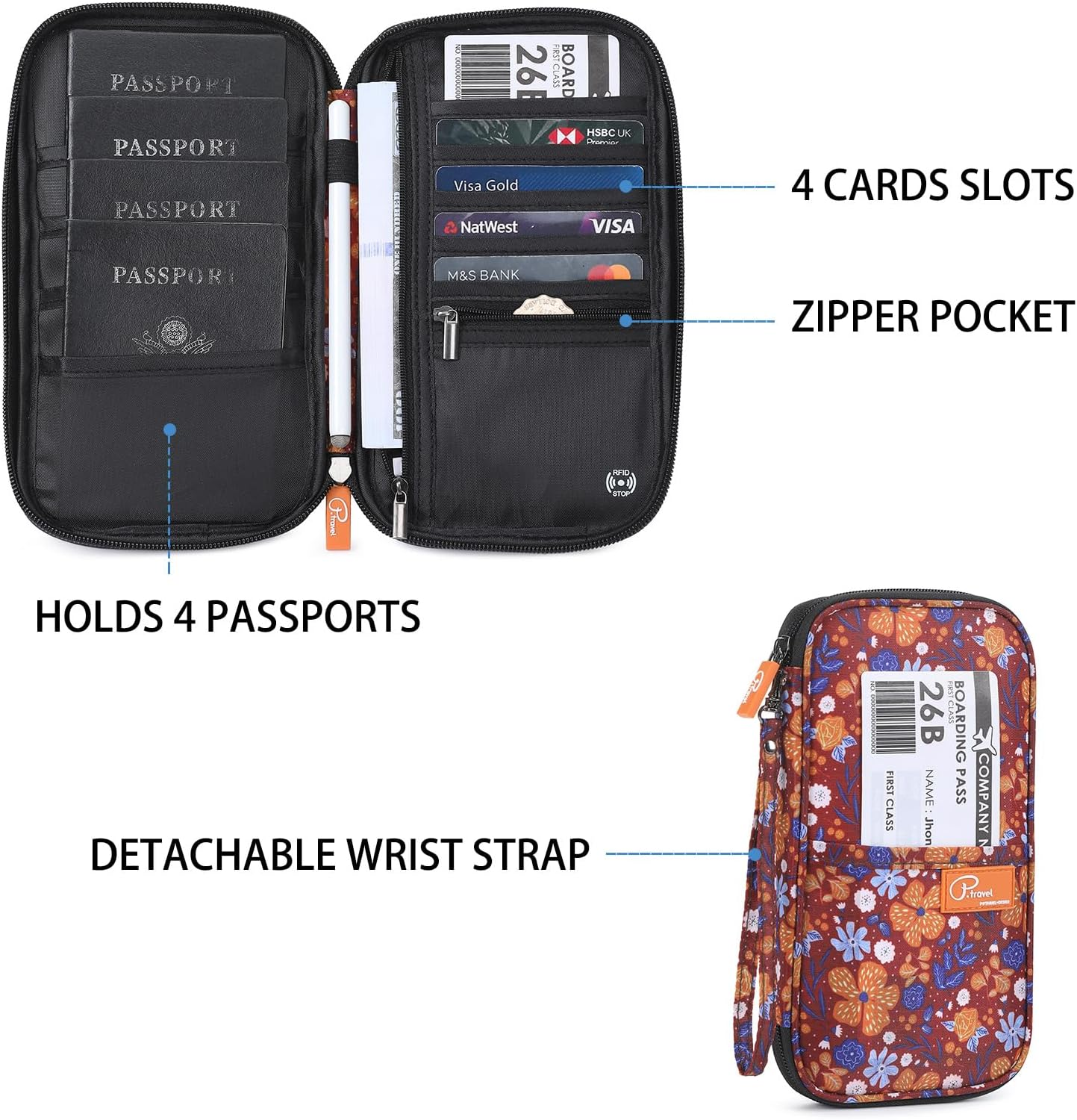 Vanfn RFID Travel Passport Wallet, Family Passport Holder, Trip Document Organizer P.Travel Series image number 5