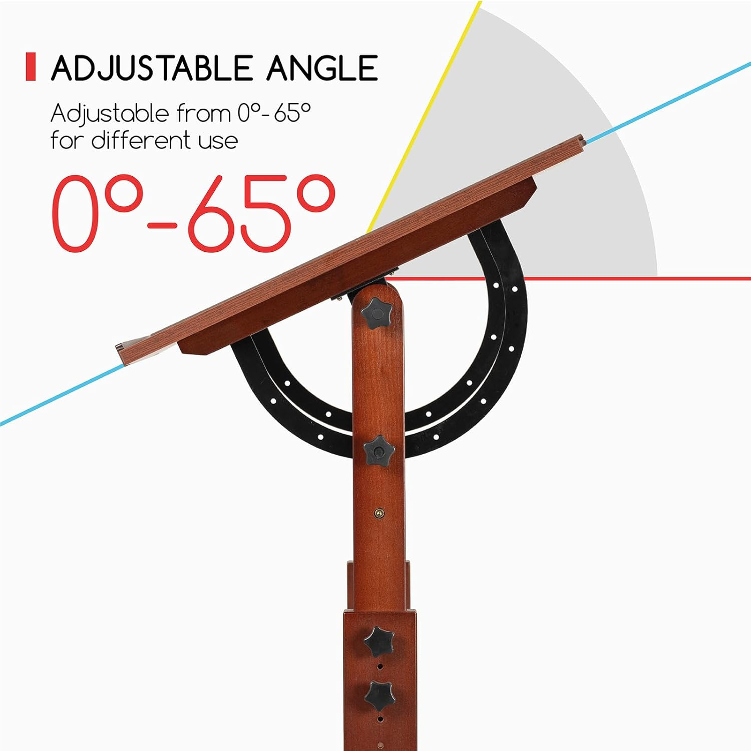 MEEDEN Vintage Drafting Table, Wood Drafting Stool, Artist Drafting Chair, Drawing Table Desk with Adjustable Height, Tiltable Tabletop for Artwork, Graphic Design, Writing image number 2