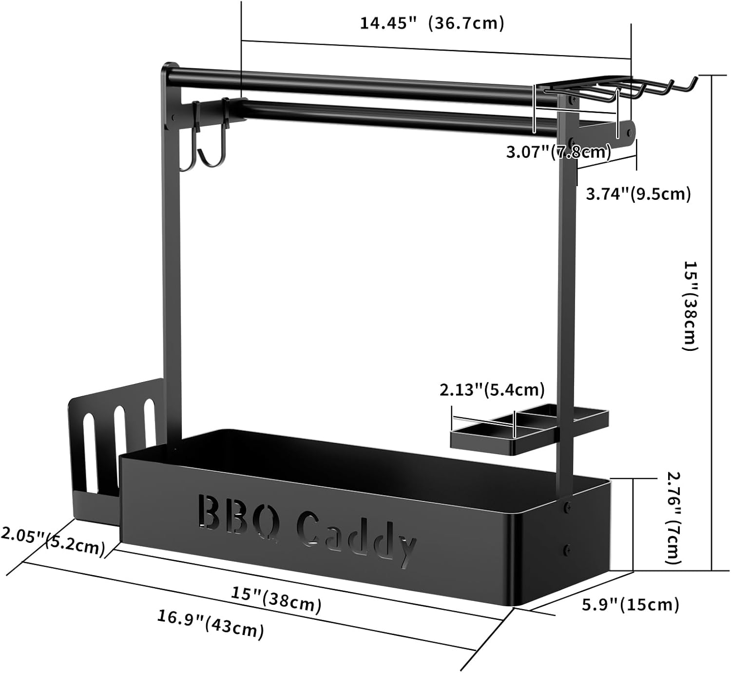 ZDDLOINP Grill Caddy with Paper Towel Holder, Plate Cutlery & Flatware Organizer, Picnic Condiment Caddy with 4 Hooks for Outdoor Barbecue Accessories image number 5