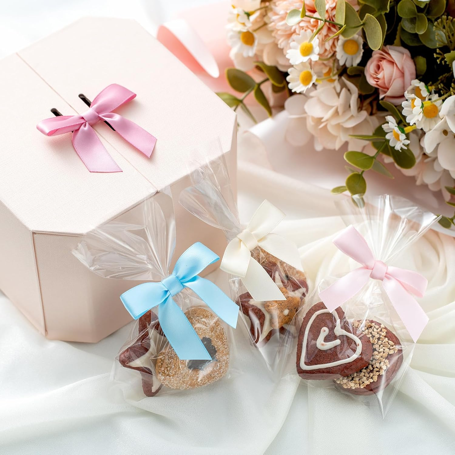 50 Mini Bows Decor Small Satin Ribbon Bow Decorations for Gift Wrapping Birthday Valentine'S Day Weddings Cake Decor Black image number 3