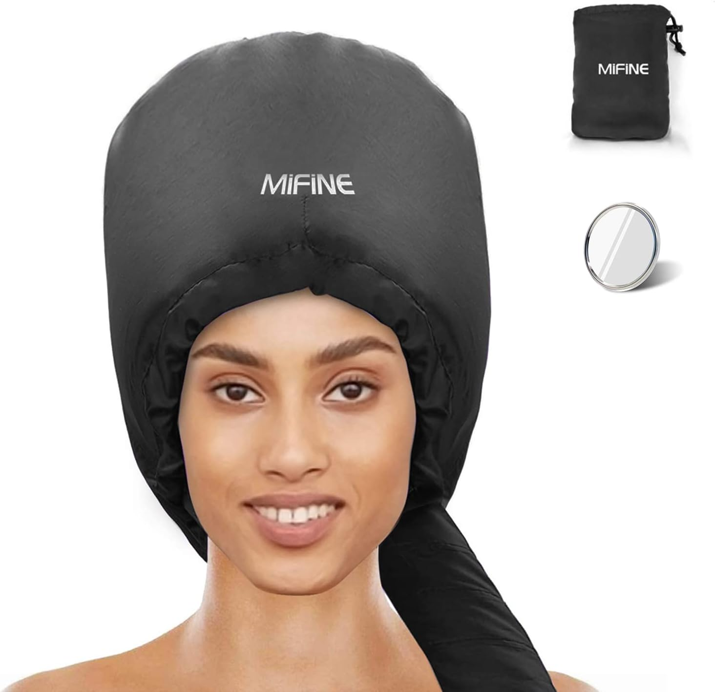 Bonnet Hood Hair Dryer Attachment - Adjustable Extra Large Bonnet Hair Dryer for Hand Held Hair Dryer with Stretchable Grip and Extended Hose Length (Black) image number 4