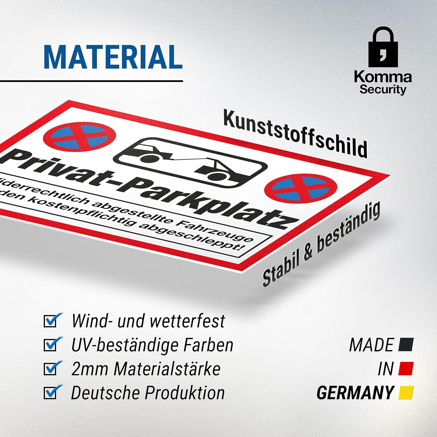 Komma Security Privat-Parkplatz &ndash; No Parking 30 X 20 Cm Sign Prohibition Sign Parking Sign &ndash; Warning Unlawfully Parked Cars Vehicles &ndash; Keep Parking Free image number 3