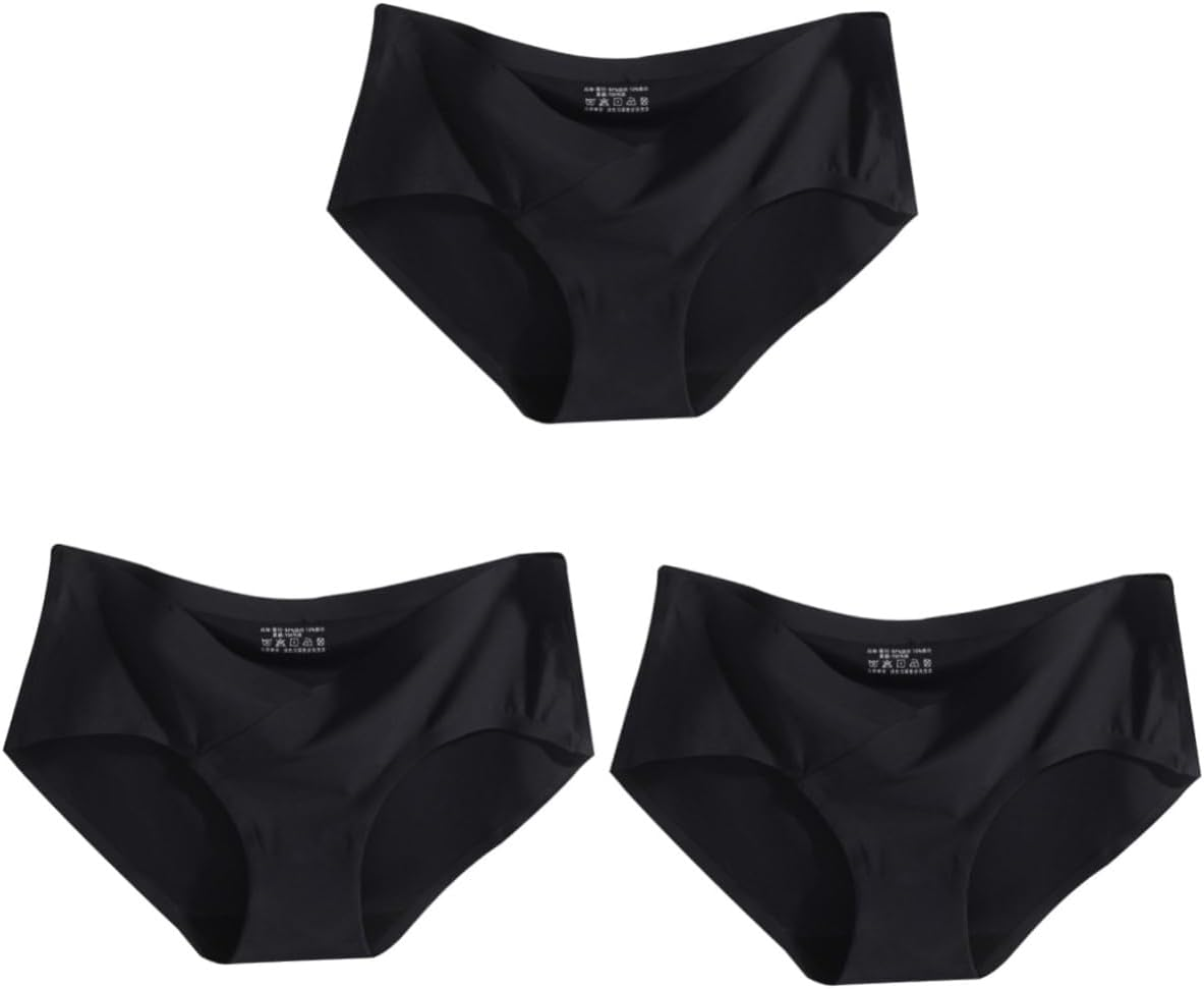 3Pcs Cotton Maternity Underwear Low Waist Seamless Nursing Panties for Pregnant Women image number 4