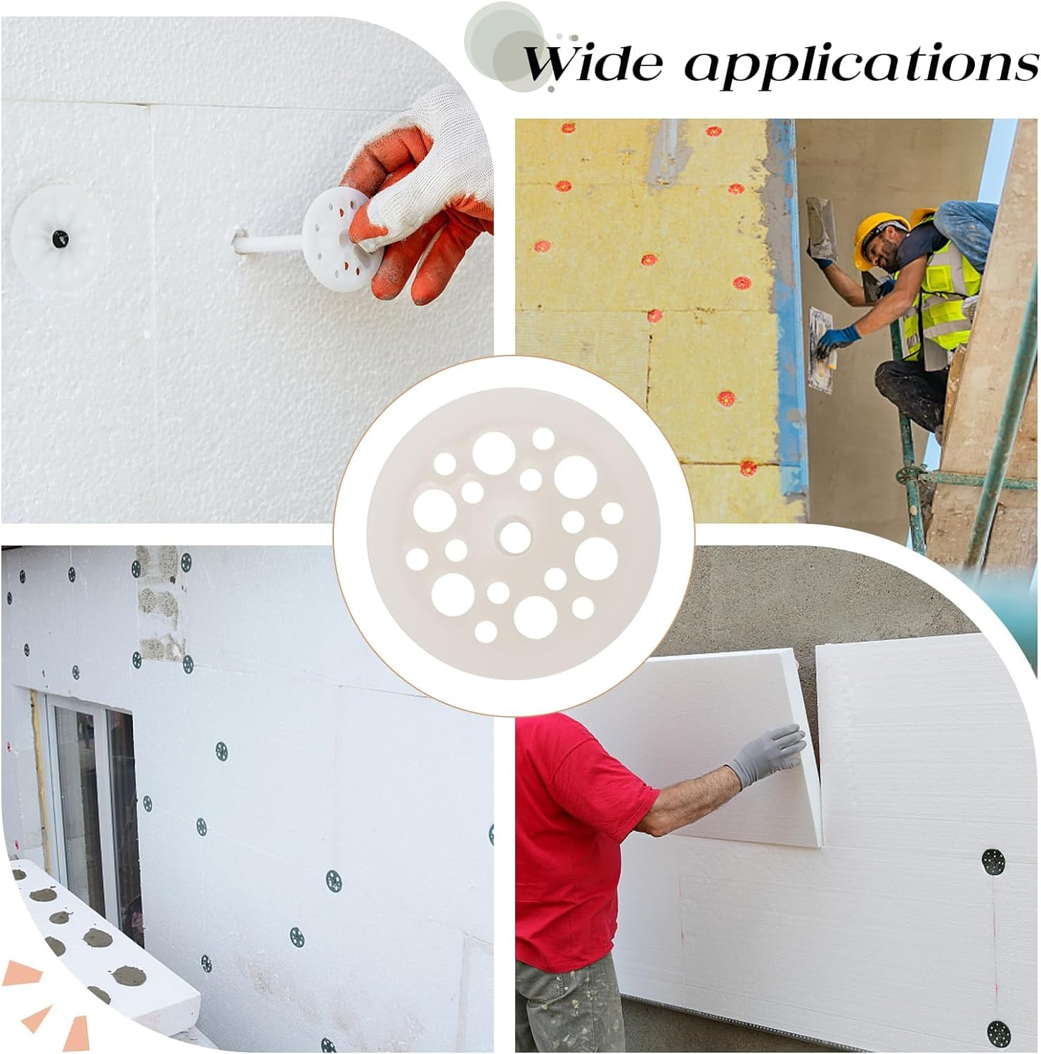 100 Pcs Plastic Washers, Load Spreading Polypropylene Washers for Fixing and Supporting Rigid Foam Insulation Foam Board Load Spreading for Screws Nail, Remove It Easily, Insulation (45 Mm) image number 5