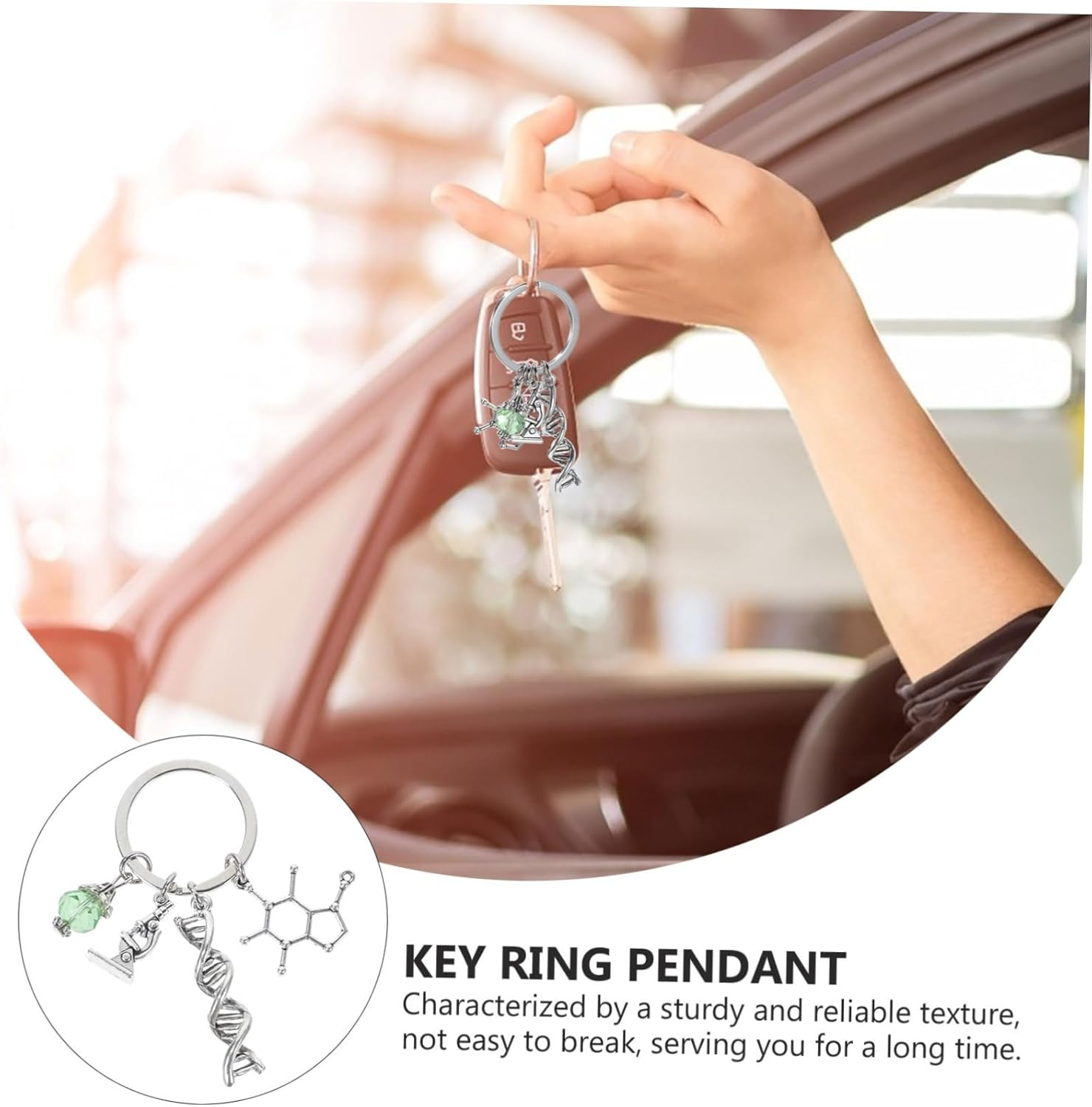 SAFIGLE Microscope Keychain Biology Car Key Chain Science Microbiology Charm Backpack Accessory for Students and Scientists Educational Pocket Keyring