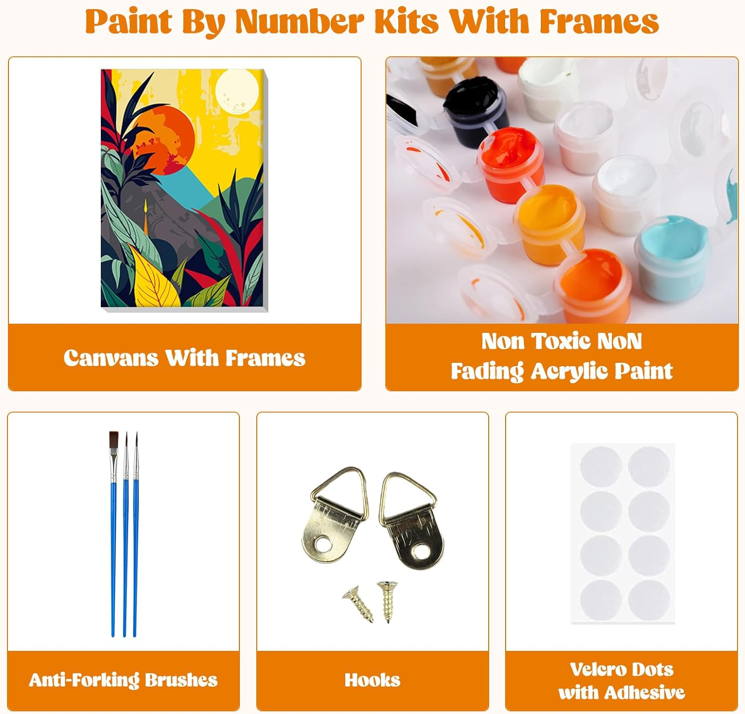 RICUVED Mountain Paint by Numbers Landscape Painting by Numbers Children with 20 X 30 Cm Wooden Frame, DIY with Brushes and Acrylic Paints, Hand Painted Oil Painting Canvas for Home Deco image number 4