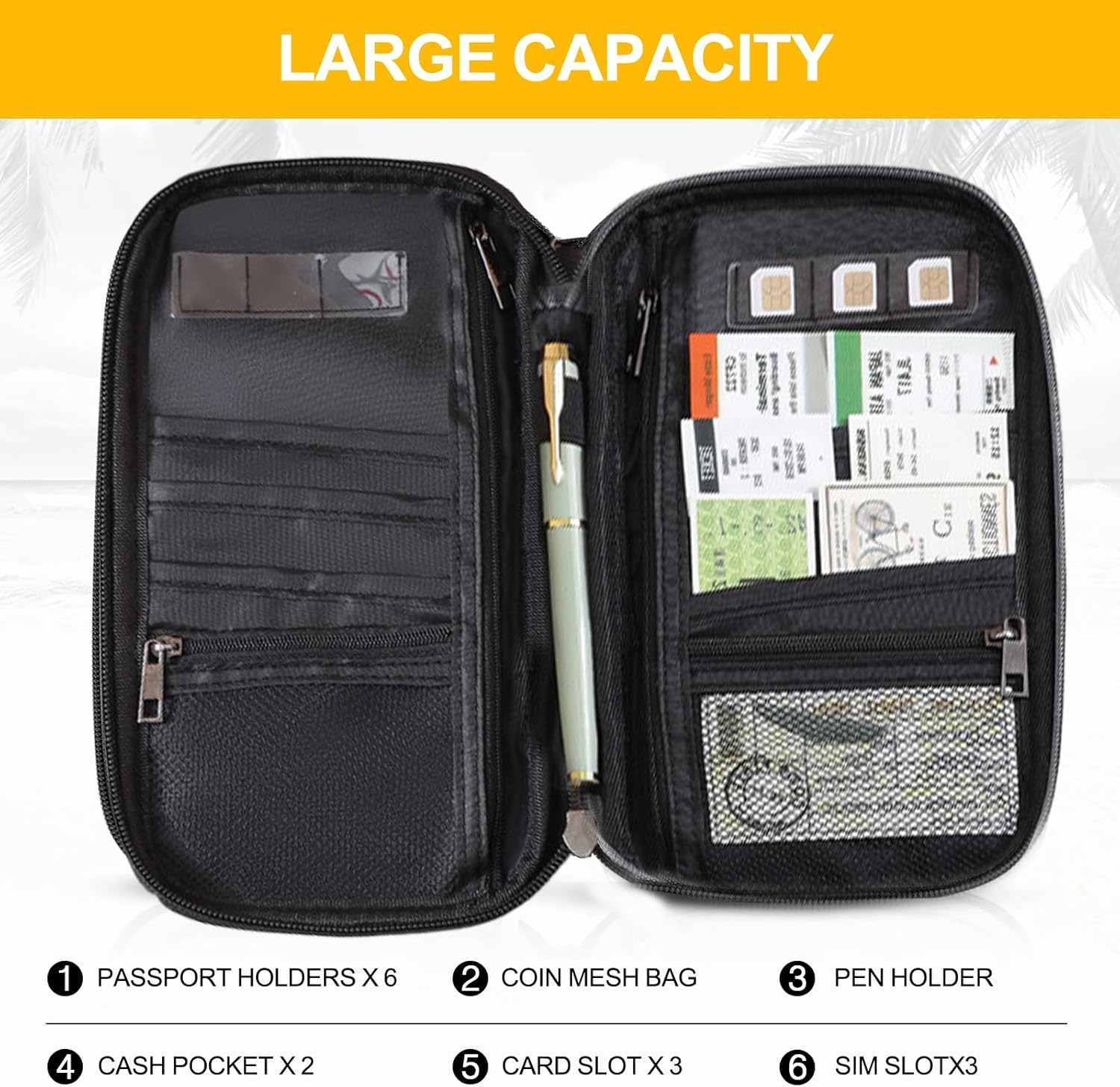 CLERIVI RFID Passport Holder Travel Wallet - Waterproof Document Organiser with Card Slots for Men & Women，Secure Family Travel Essentials for Boarding Pass, Money & Tickets,Compact for Trips image number 2