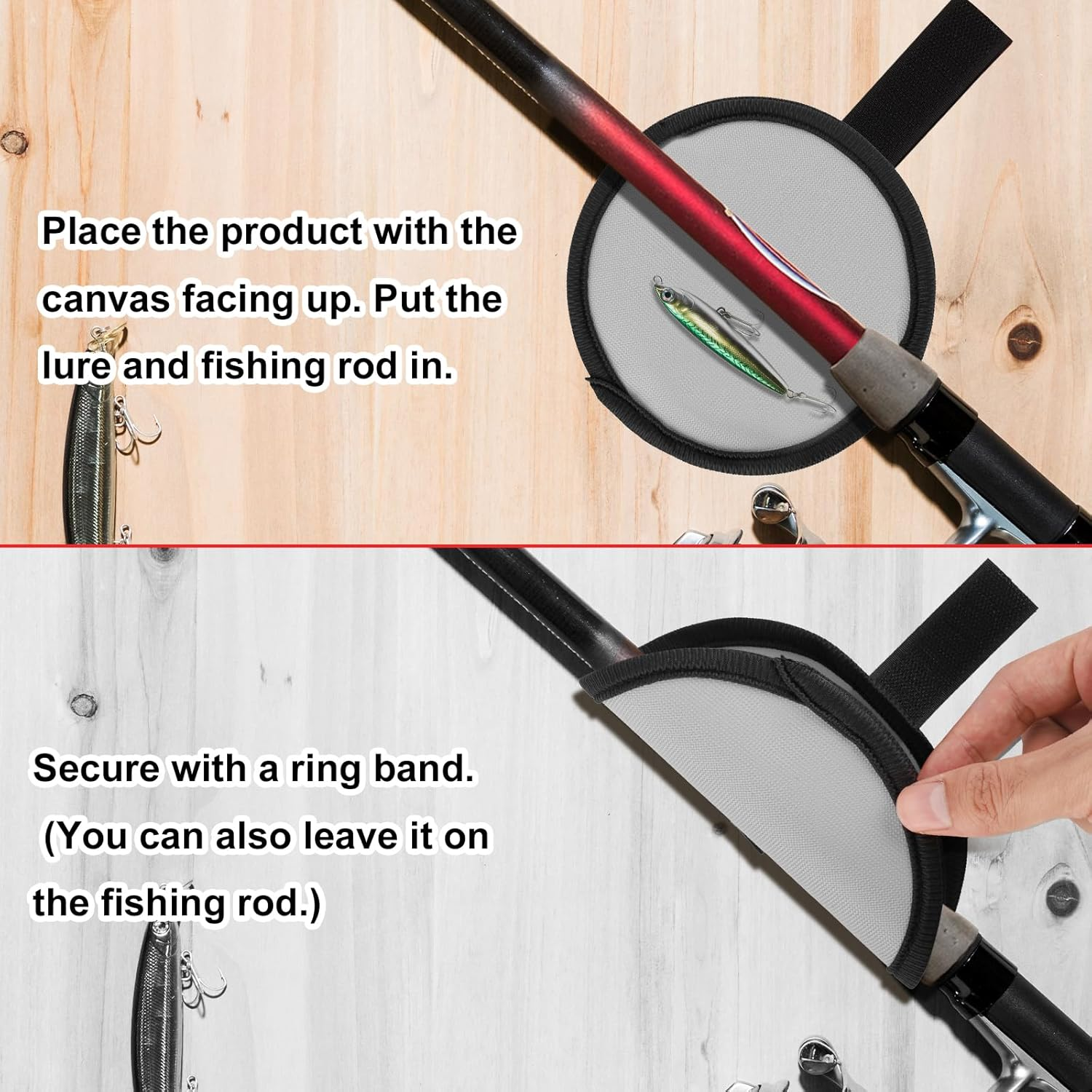 Gosknor 6Pcs Lure Wrap, 5.9 Inch Fishing Lure Covers Lure Gloves Fish Hook Protectors Lure Guard to Keep Fishermen Fishing Safe for Fishing Rod (Gray) image number 1