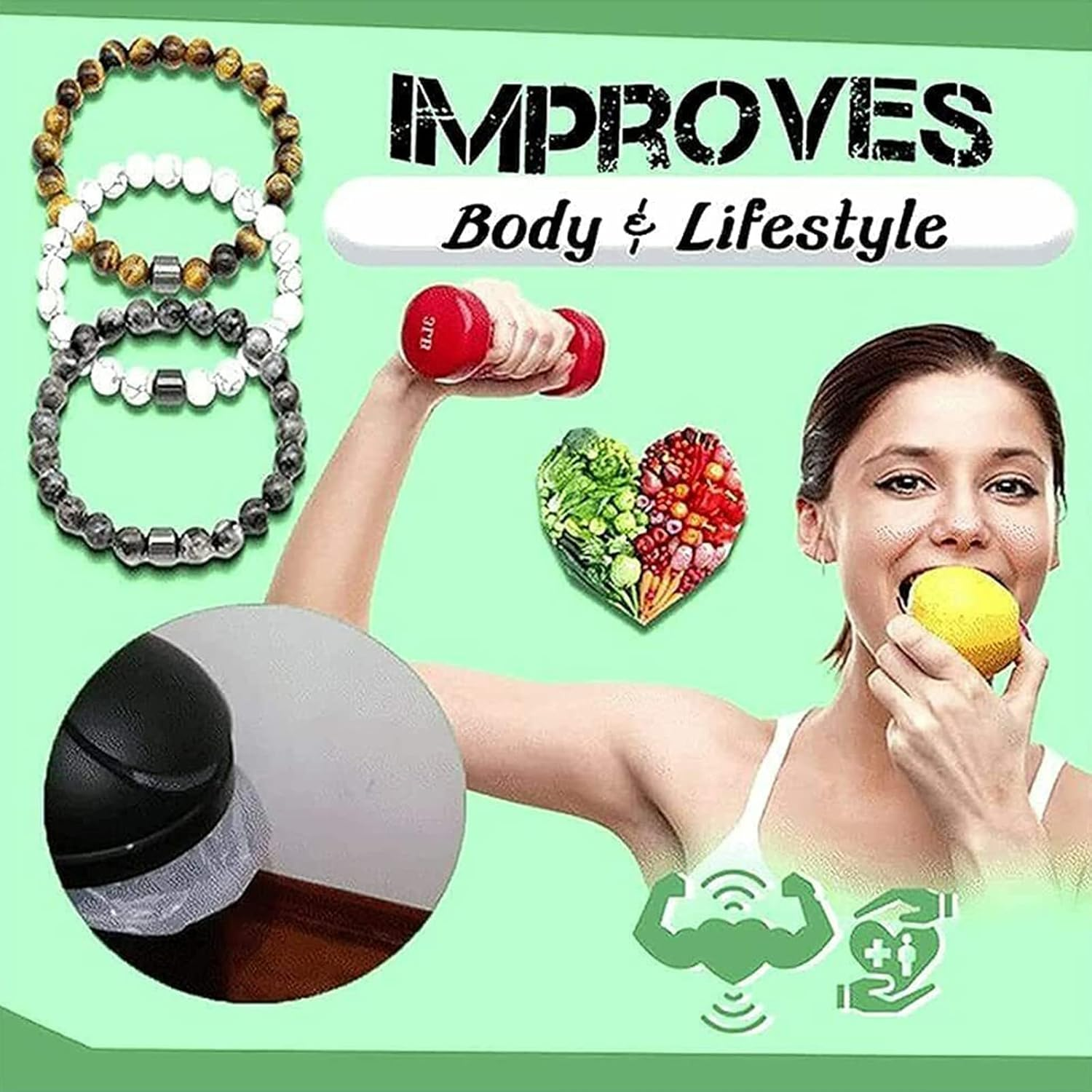 Smoking Cessation Bracelet, Quit Smoking Bracelet , 5PCS anti Anxiety Bracelet for Women Men, anti Smoke Magnetic Therapy Bracelet, Spiritual Bracelet Pain Relief for Weary Muscles & Joints (5Pcs), 宝石 image number 4