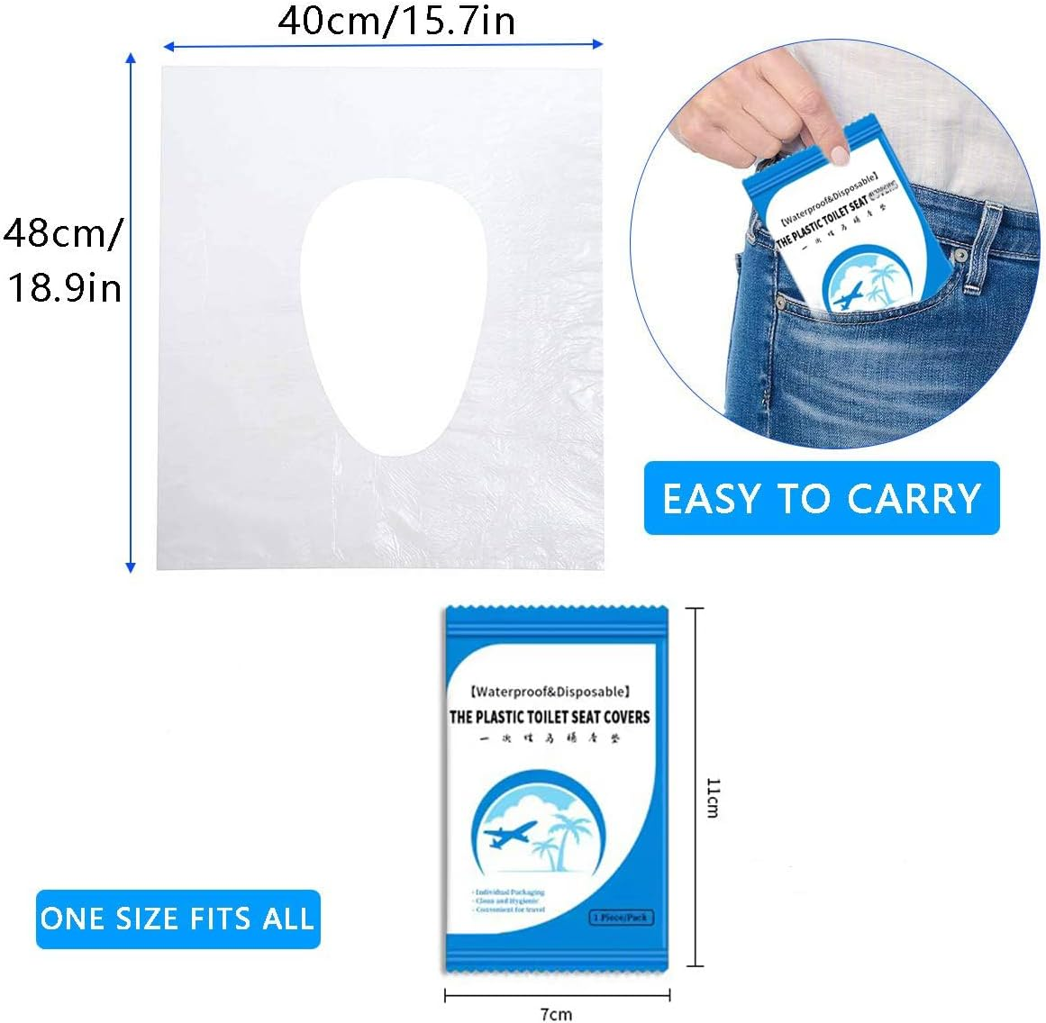 Luckecho 50 Pack Toilet Seat Covers Disposable Flushable Extra Thick & Large Individually Wrapped Toilet Seat Cover for Travel & Public Bathroom - Premium Quality, Convenient, and Hygienic image number 6