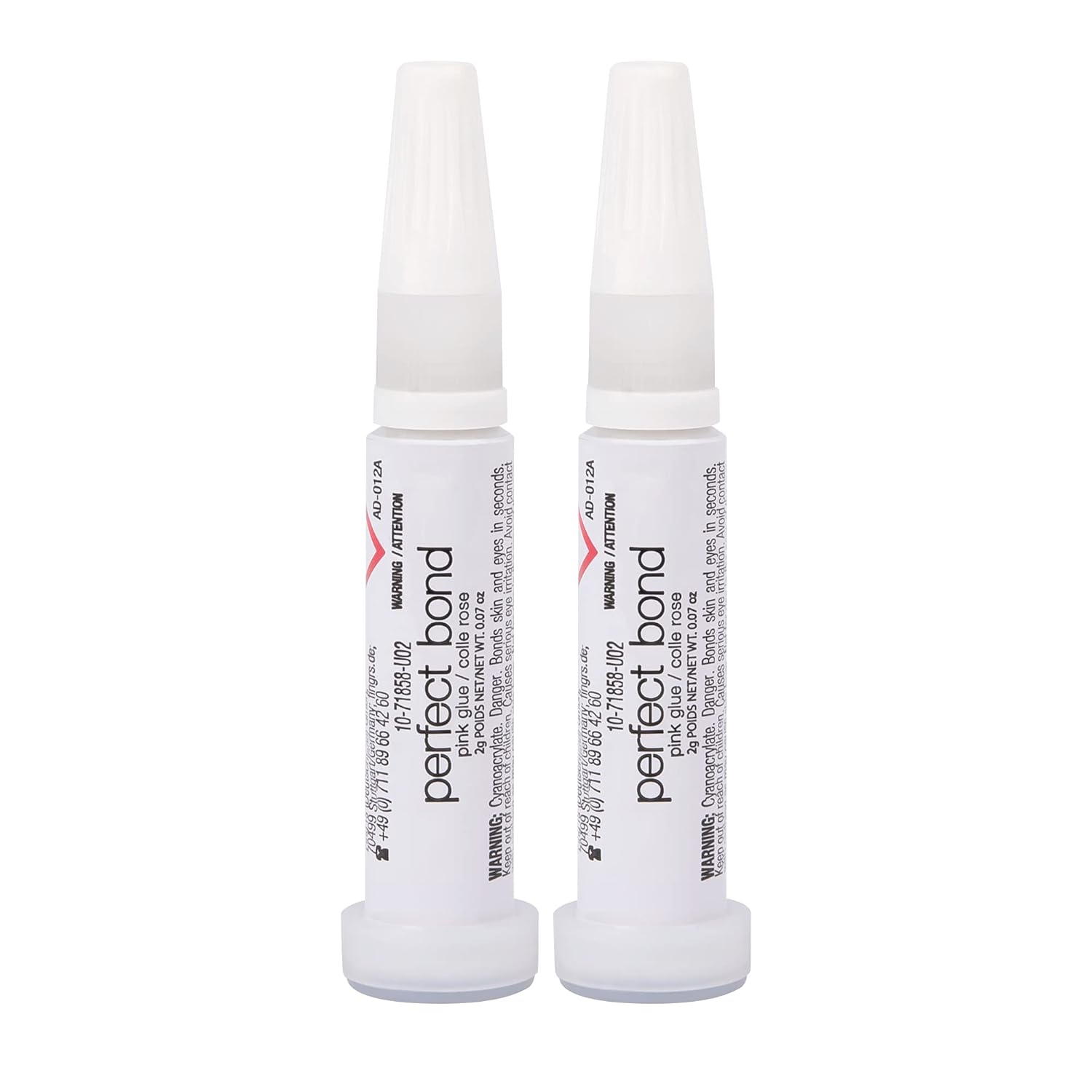 Nailene Perfect Bond Nail Glue, Super Strong, Durable, Easy to Apply Acrylic Nails, Press on Nails, Repairs Natural Nails, Quick Drying Nail Adhesive, Lasts 7 Days, Pink Tint, 2 G/0.07 Oz, 2 Pack