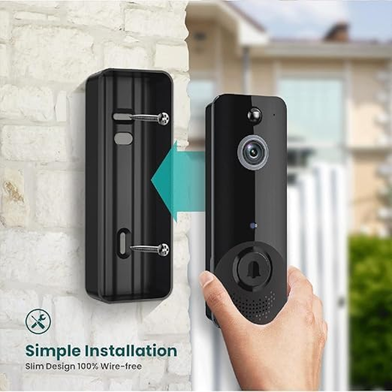 M8 Smart Wireless Video Doorbell &ndash; 720P HD, Wifi Remote Monitoring, PIR Motion Detection, Two-Way Audio, Night Vision &ndash; Aiwit App &ndash; Black image number 1