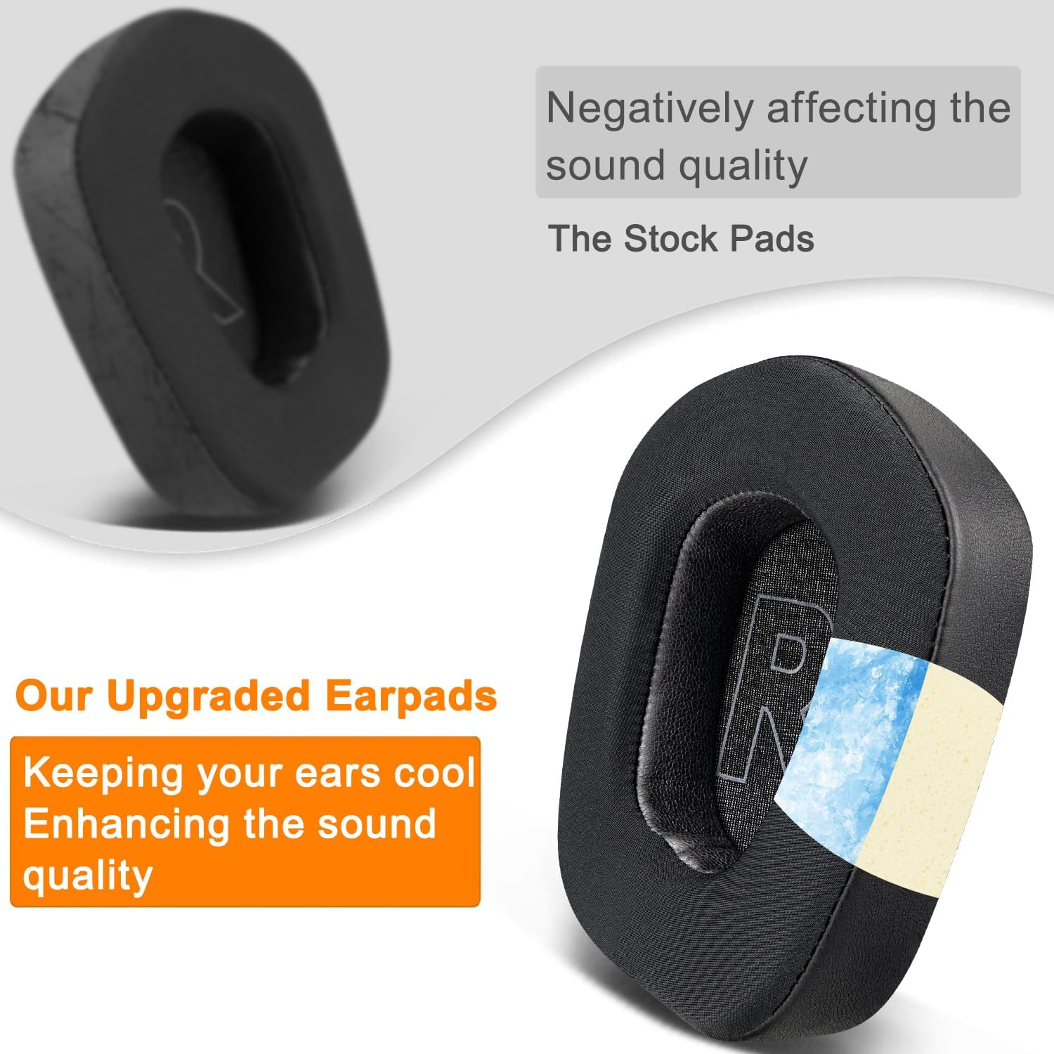 SOULWIT Cooling Gel Professional Earpads Replacement for Logitech G733 G335 G535 Lightspeed Wireless Gaming Headset, Ear Pads Cushions with Comfort Noise Isolation Foam - Black - Cooling Gel-Black image number 2