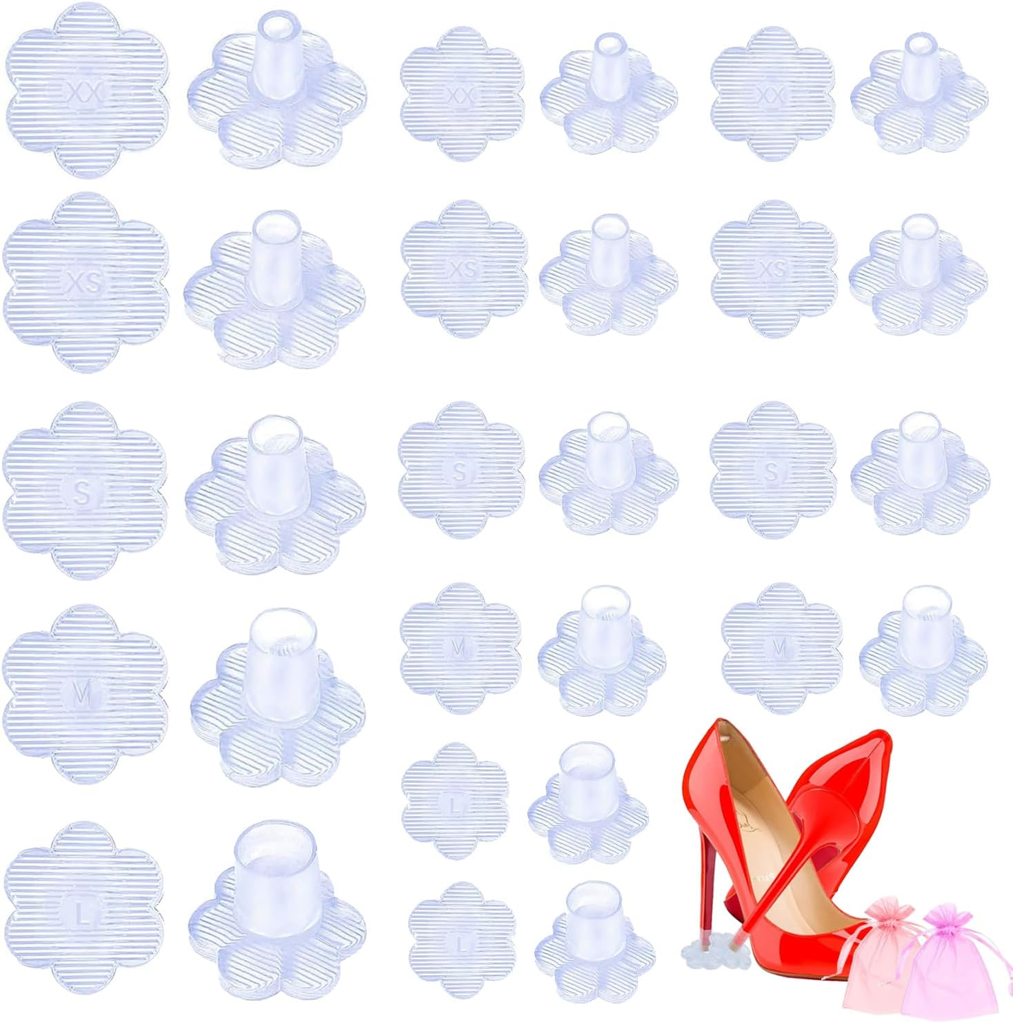 15 Pairs High Heel Protectors, Grass Heel Protector for Shoes Women, 5 Sizes High Heel Shoes Noise Protector, Anti-Slip High Heel Shoes Caps for Wedding, Formal Occasions, Outdoor Events image number 4