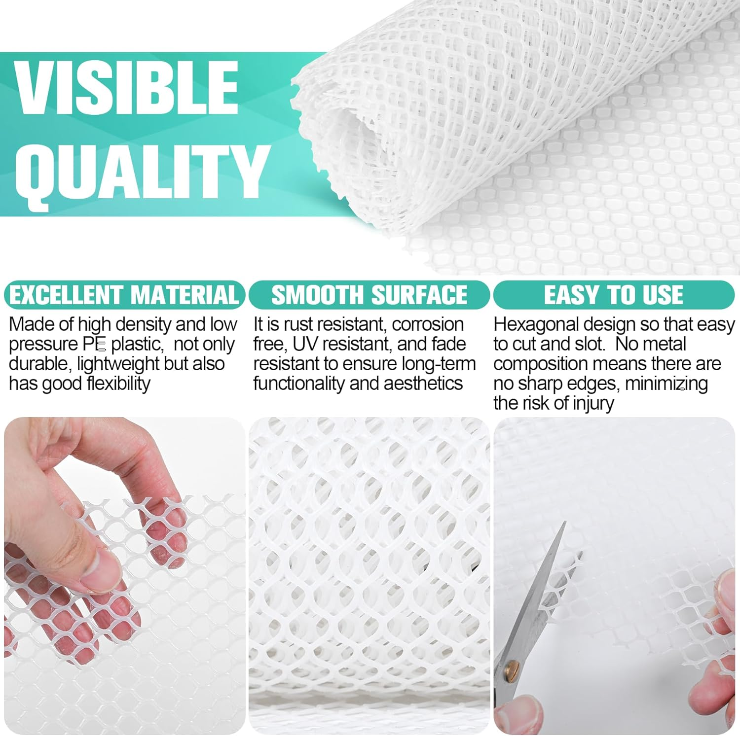 Plastic Chicken Wire Mesh Fence (White, 15.7IN X 10FT) image number 2