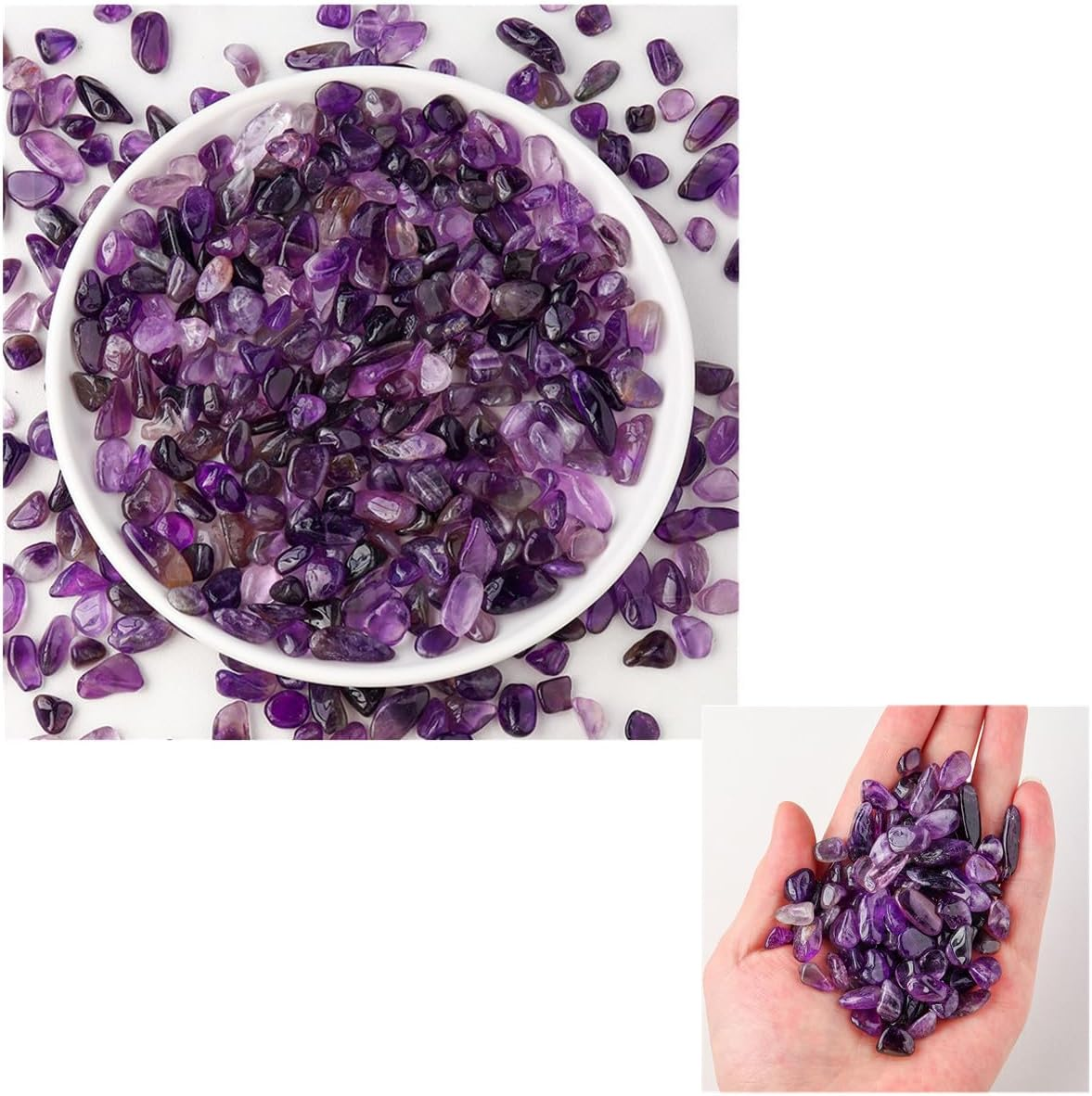 Aquarium Gravel Fish Tank Rocks Pebbles Small,Fish Gravel, 100G Tumbled Chips Crushed Natural Crystal Quartz Pieces for Turtle Tank/Air Plants Decoration(Purple) image number 4