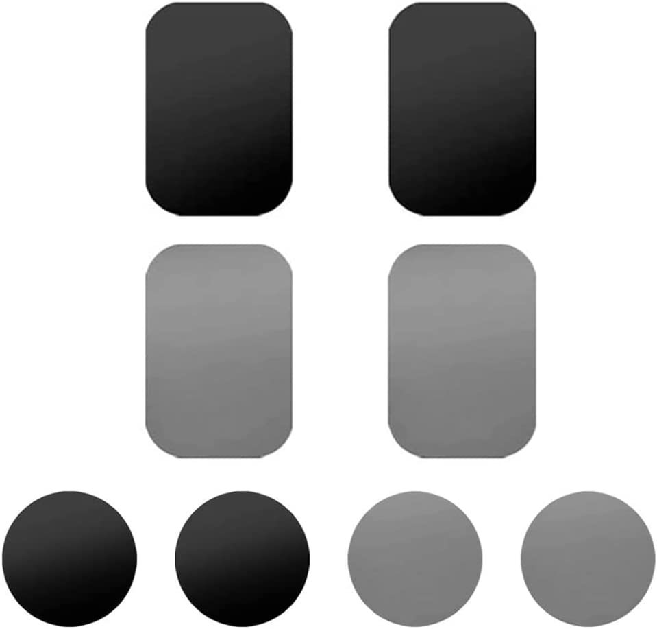 FRAINBOWZ 8PCS Magnetic Phone Holder Metal Plate for Car Mount Sticky Stickers Suitable for All Smartphones (Black and Silver)