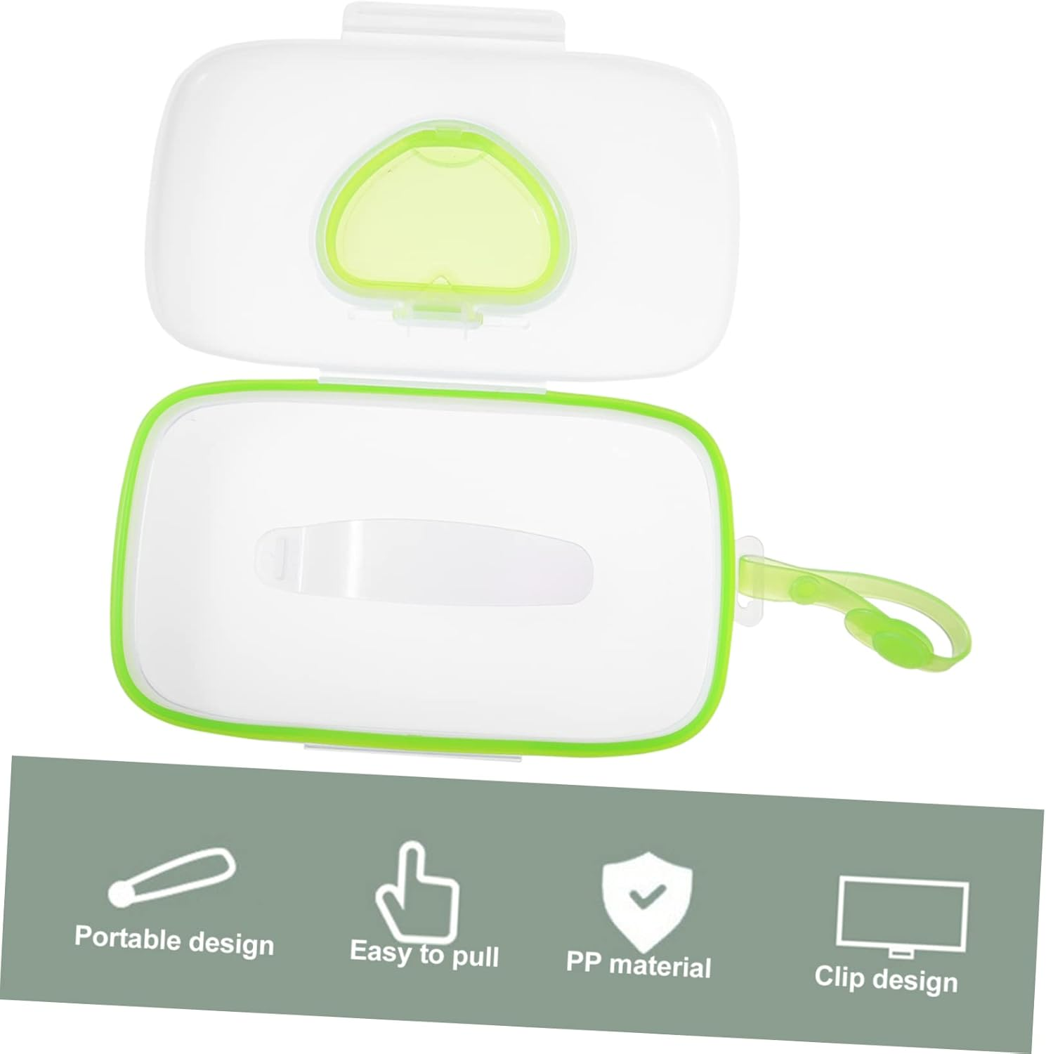 Outanaya 1Pc Portable Box Hanging Wet Tissue Case for Strollers Cribs Travel Convenient Storage Holder Green for Outdoor Use image number 5