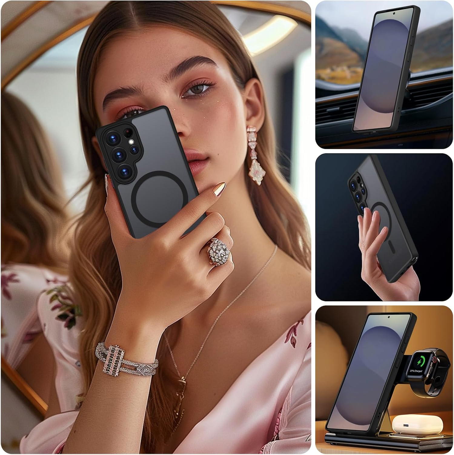 ORDA for Samsung Galaxy S25 Ultra Case 6.9 Inch Compatible with Magsafe, Translucent Matte Back Thin Camera Protection Shockproof Magnetic Mobile Phone Case for Samsung S25 Ultra (Black) image number 3