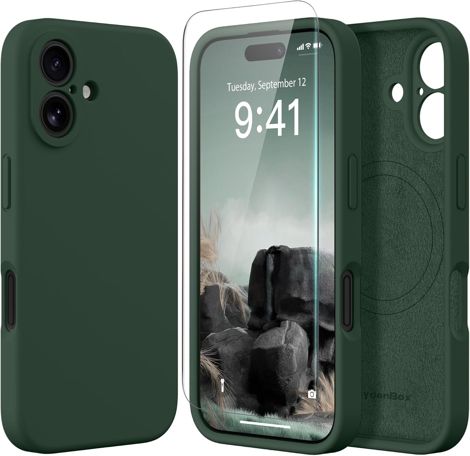 Suydanbox Magnetic for Iphone 16 plus Case, Compatible with Magsafe, [Full Camera Protection][Screen Protector] Silicone Shockproof Protective Phone Case for Iphone 16 plus 6.7", Red