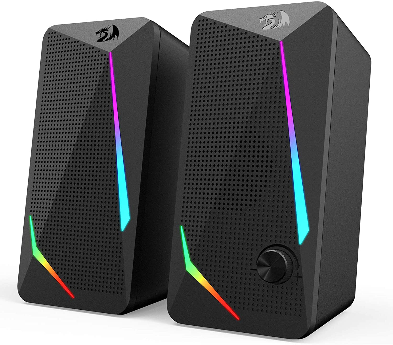 Redragon GS510 Waltz RGB Desktop Speakers, 2.0 Channel PC Computer Stereo Speaker with 4 Colorful LED Backlight Modes, Enhanced Bass and Easy-Access Volume Control, USB Powered W/ 3.5Mm Cable image number 3