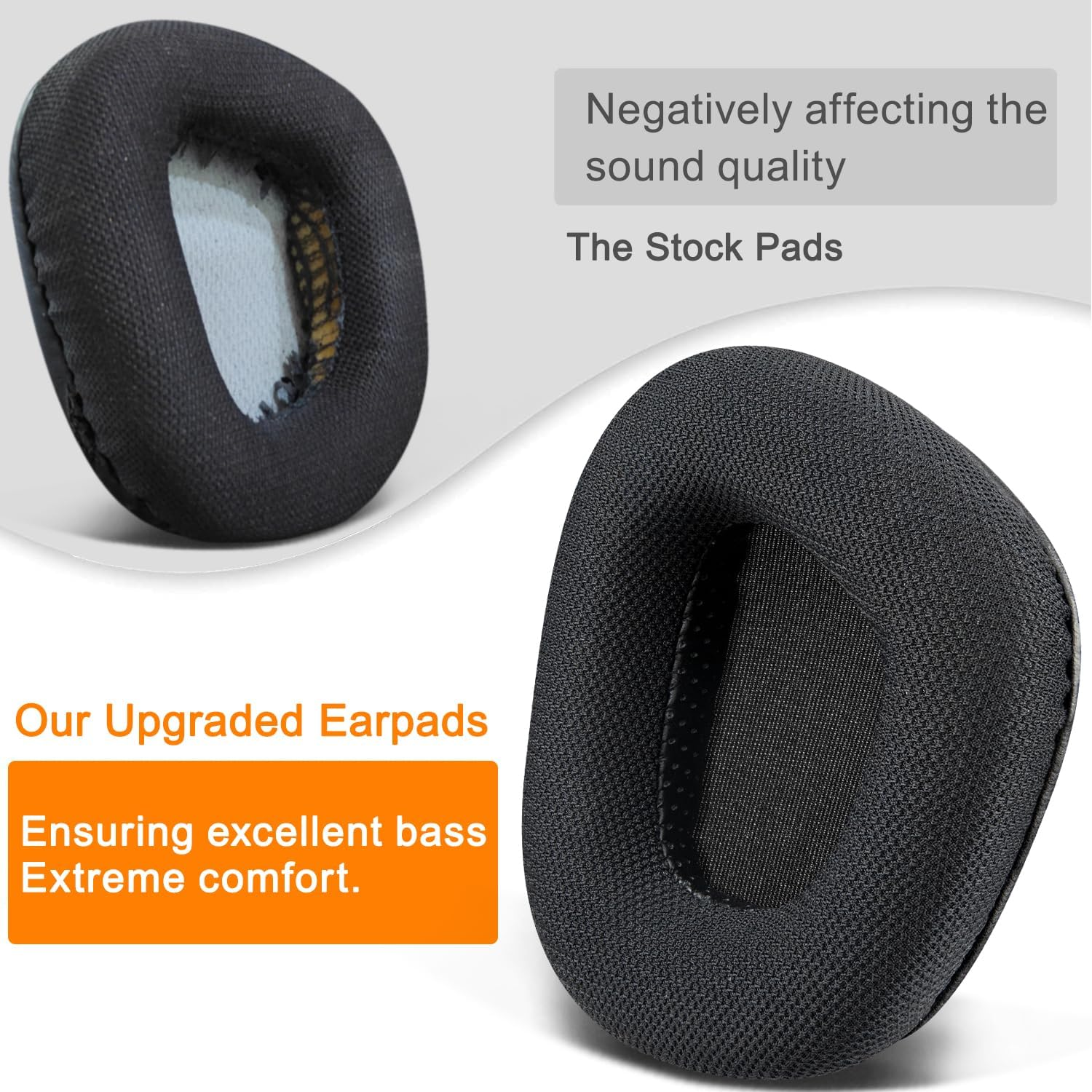 SOULWIT Mesh Fabric Replacement Earpads for Corsair Void/Void V2/Void Pro/Void Elite/Surround Wired & Wireless RGB USB Gaming Headsets, Ear Pads Cushions with Noise Isolation Foam - Black