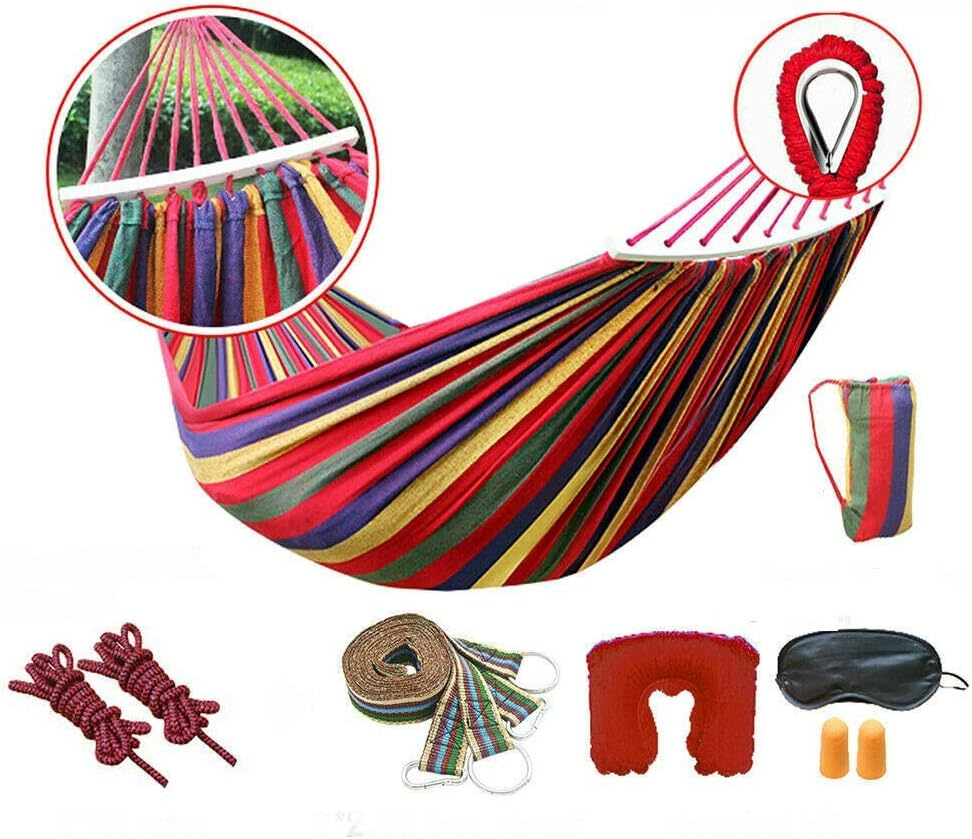 Double Hanging Hammock Outdoor Garden Travel Beach Swinging Bed Camping