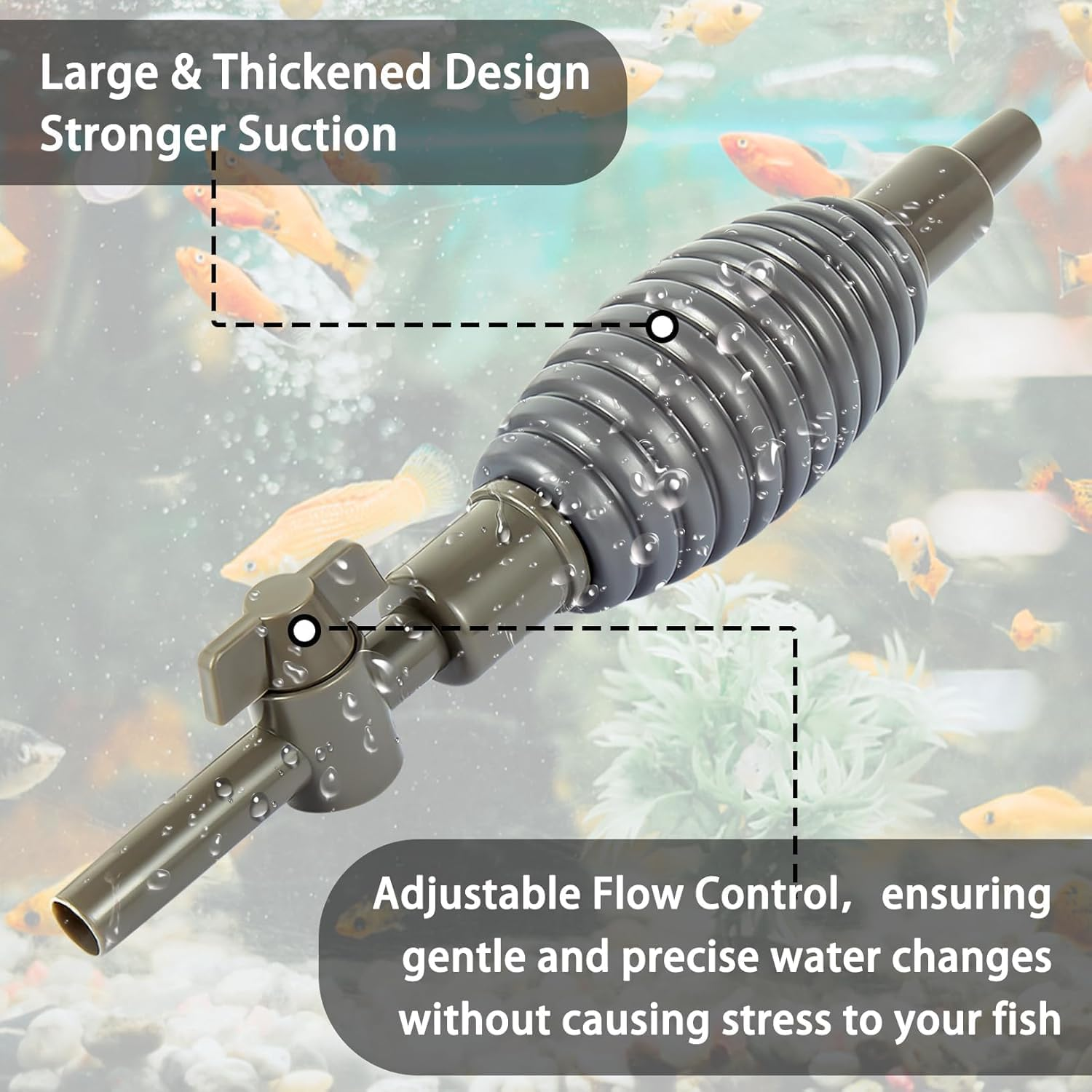 Aquarium Siphon Vacuum Cleaner for Gravel and Sand, Fish Tank Vacuum Gravel Cleaner, Powerful Fish Tank Vacuum Gravel Cleaning Kit for Aquarium Water Changer, Sand Cleaner, Dirt Removal