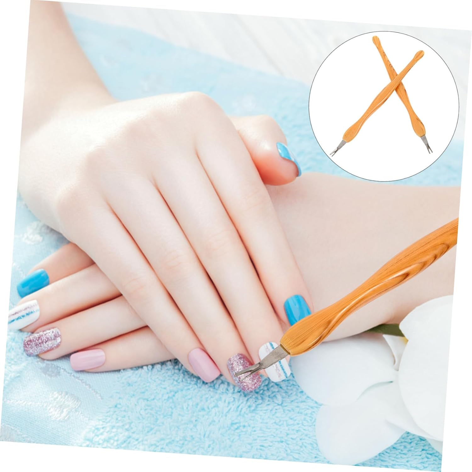 SHERCHPRY 10Pcs Stainless Steel Cuticle Pusher Tool Nail Art Pushers Manicure Cuticle Remover for Women image number 1