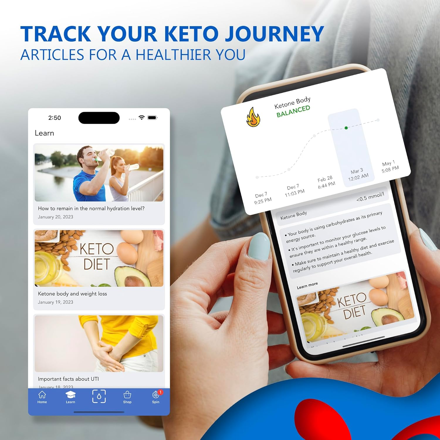 [URINIFY Strength] Urine Test Strips and Mobile App for Keto Strips Urine Test, Hydration Test, Metabolism Test, Electrolytes, Ph, Vitamin C, Urinalysis Test Strips, 6 Strips image number 5