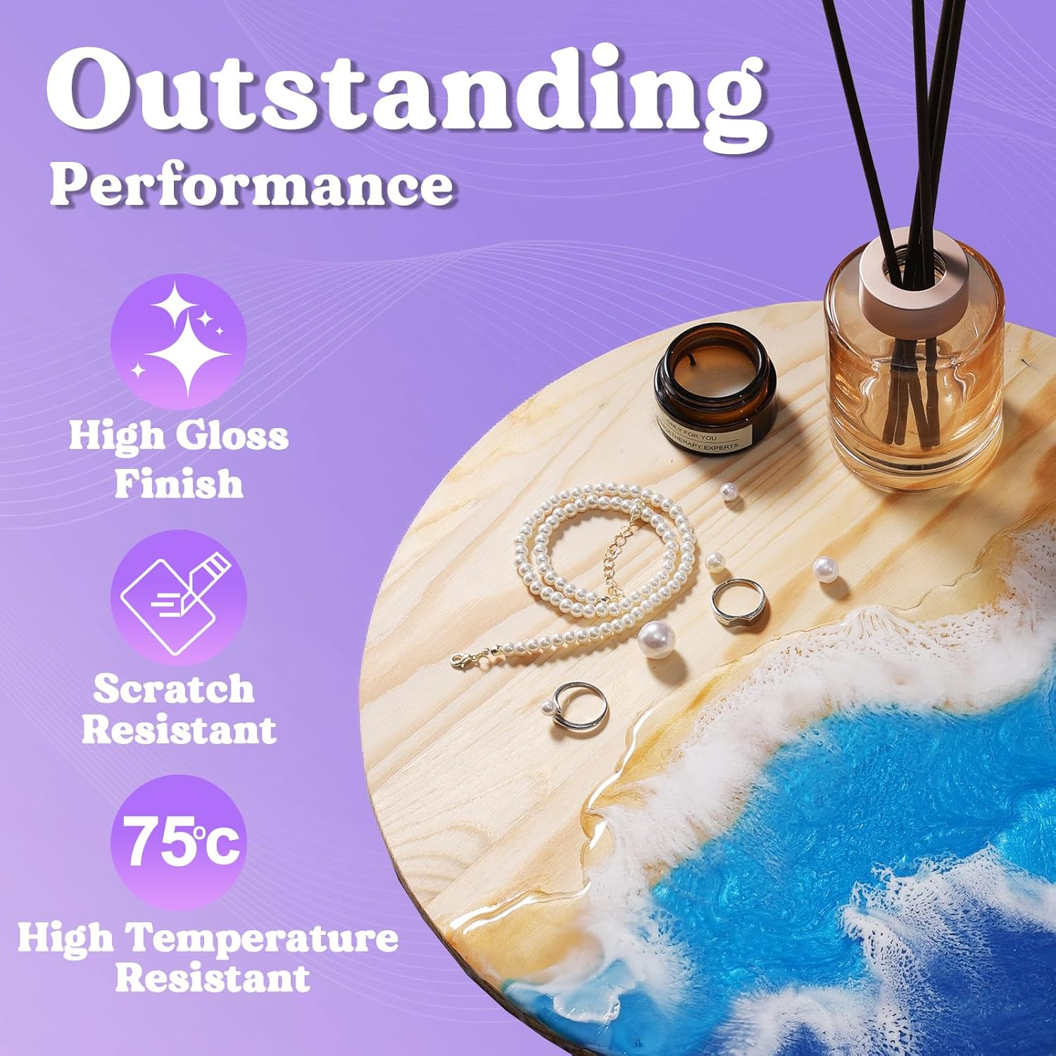 LET'S RESIN Casting Epoxy Resin Kit, 1L Crystal Clear & Bubble Free Epoxy Resin and Hardener, High Gloss Resin Kit for DIY Art, Mould Casting, Wood, Jewellery Making, Coasters, Table Top image number 5