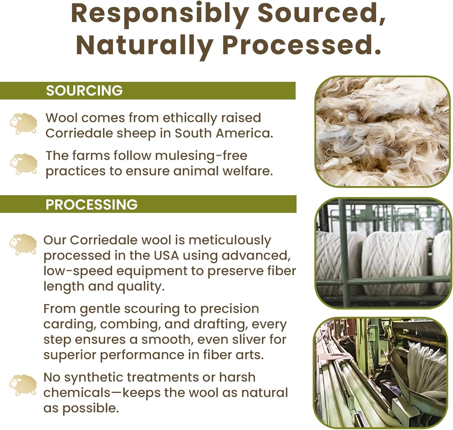 100% Natural White Wool Roving Top, 8 OZ Corriedale, from USA Mill, Best Core Wool for Needle Felting, Wet Felting, Spinning, Dryer Balls, Stuffing, Big Yarn Roving, 29.5 Micron, Un-Dyed image number 5